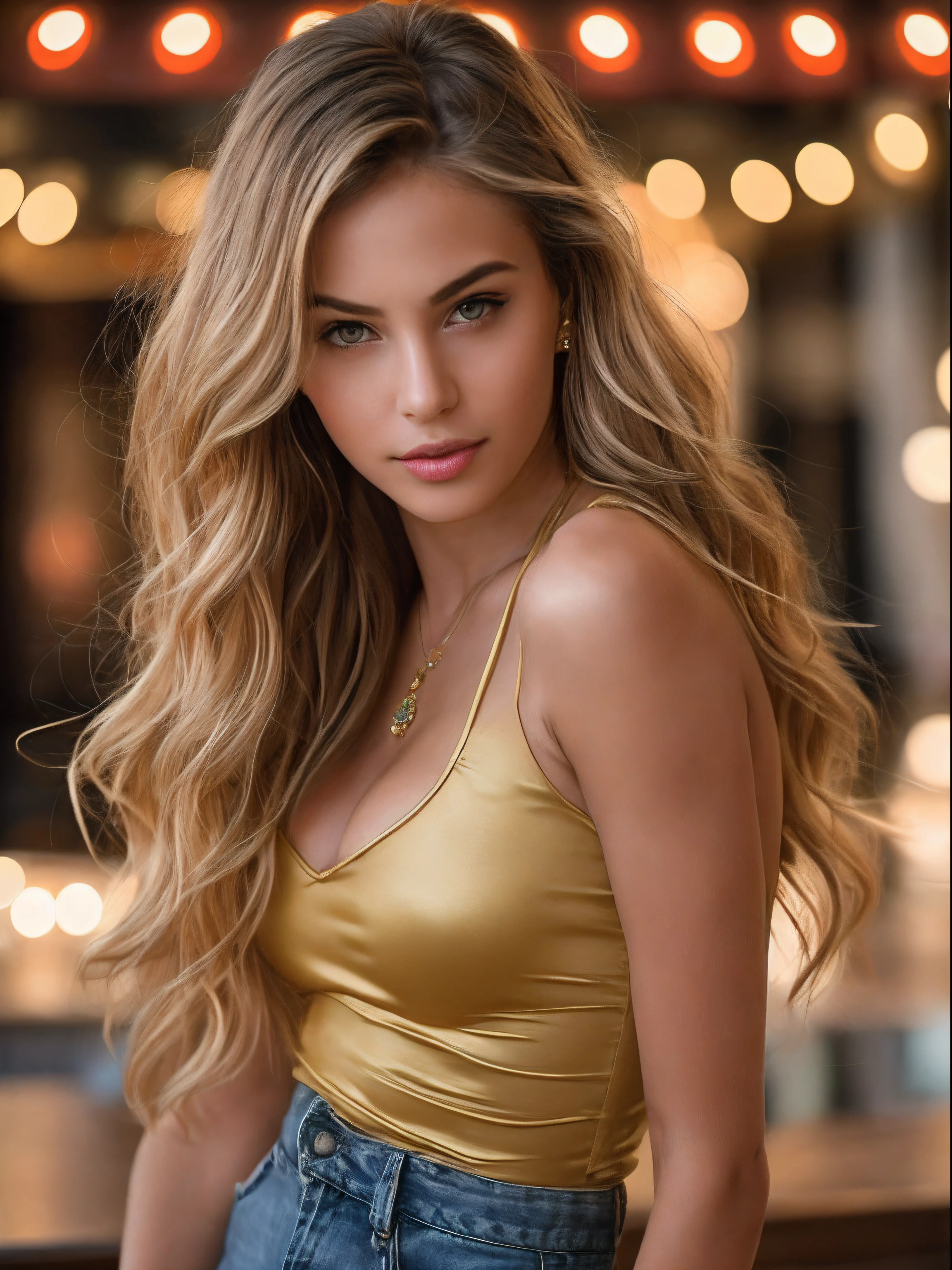 foto crua, de 20 anos、Sexy bonito、perfectly proportioned、Best skeletal、obra de arte、 high resolution、Cor々cor、red blouse and jeans、decote grande、Uma italiana bonita (pele altamente detalhada:1.2), standing、Luzes brilhantes em Positano、romantic、When looking at the camera、envergonhado de、Beleza italiana do mundo、Silvia、uma loira、 SLR Digital, soft lighting, alta qualidade, FujifilmXT3、film lighting、dramatic、Tomada em arestuarant、Meeting with a photographer、Cabelos ondulados dourados tremulam por todo o corpo、Um leve sorriso、Seios colossais 、europeu、Sexy e dramatic、Go to the club after the restaurant、Longe do assunto、Olhar para todo o corpo. Boudoir style photo essay