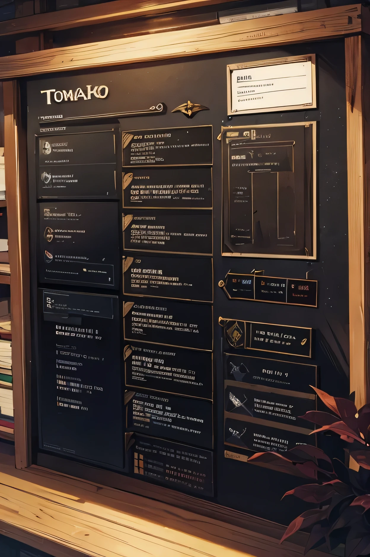 board with tasks in the demon hunter guild in the modern world