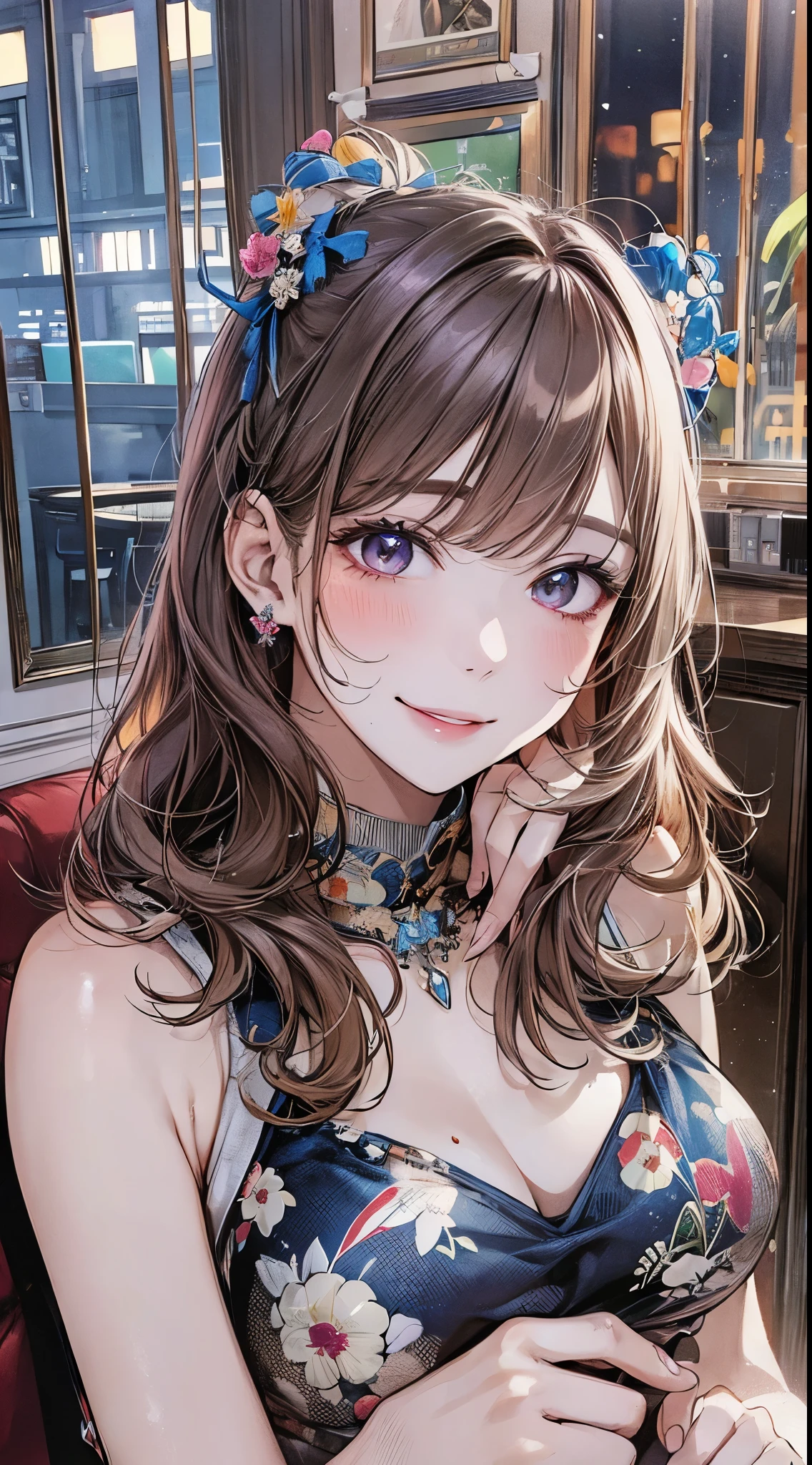 ((((, , perfect anatomy, super detailed skin)))), 1 girl, japanese, , white skin, shiny skin, large breasts:0.5, watching the view, (smile:1.5), 
beautiful detailed eyes, (middle hair:1.1, half up:1.5), , beautiful clavicle, babyface, , breast, mole under eye, 
((pink bunny girl)), 
(beautiful scenery), day time, , (Inside the barroom:1.5), ((sitting chair, drinking)),  
(8k, best quality, masterpiece​, ultra-detailed, ), (photorealistic), illustration, cinematic lighting,