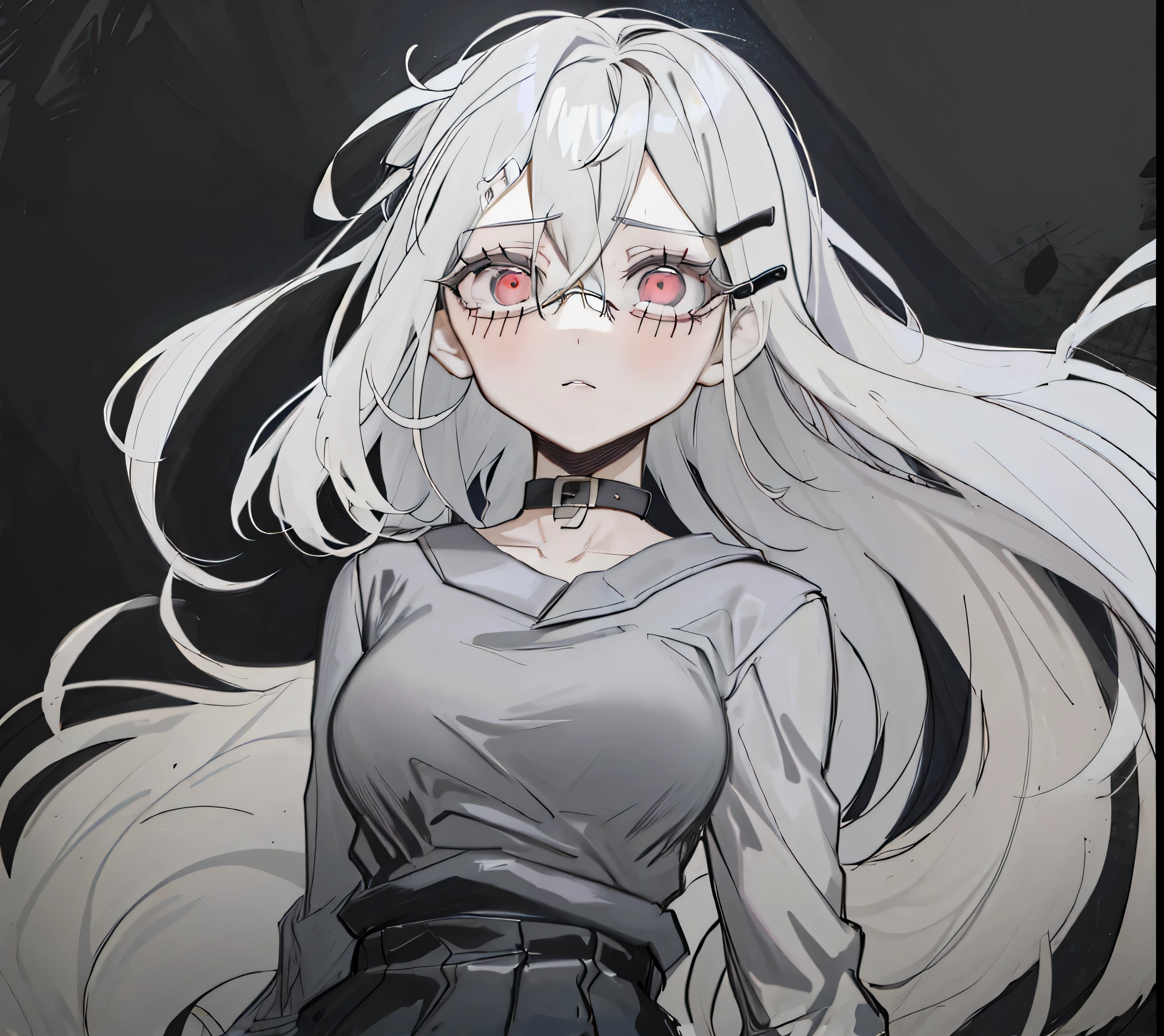 anime girl with long white hair and glasses standing in front of a black background, gapmoe yandere grimdark, yandere intricate, gapmoe yandere, anime girl with long hair, stylized anime, yandere, portrait gapmoe yandere grimdark, anime moe artstyle, anime style like fate/stay night, shalltear from overlord