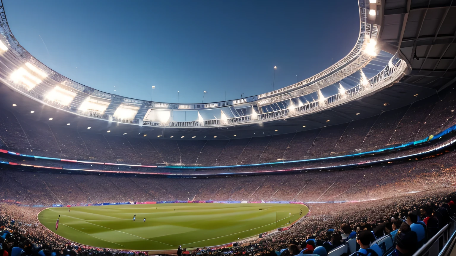 Um lance de um jogo disputado, bola com estrelas cruzada na grande area, Maracana lotado pelé vira uma bicileta, detail of the stadium full of apprehensive people in the stands with their hands up in the background, a large satiago bernabeu stadium, Maracana, bola de futebol, several players, disputa de bola no alto 4k realism soccer film