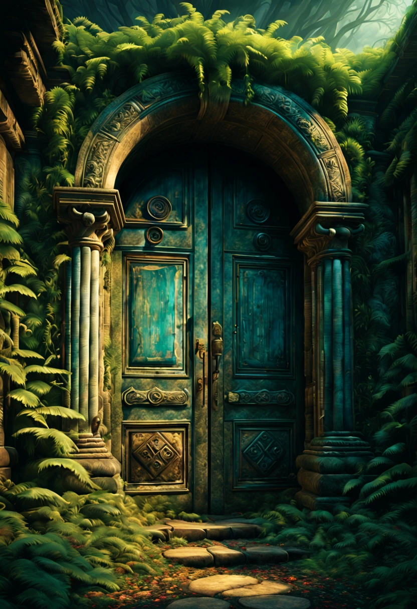 (an old,antique,vintage,rusty:1.1),(detailed,carved:1.1) three-dimensional door,(forgotten:0.9),(time and space,portals,mystery:1.1),(magical:1.1) ambiance,(faded,peeling:0.9) paint,(intricate,ancient:1.1) patterns,(mysterious,otherworldly:1.1) symbols,(dusty:0.9) atmosphere,(aged,weathered,cracked:1.1) wood,(ornate:1.1) decorations,(unique:1.1) keyhole,(enchanted:magically enchanted) feeling,(whispering:1.1) whispers,(secrets:dormant secrets),(enchanted:magically enchanted) doorknob,(mystical:1.1) aura,(time-traveling,time-bending) possibilities,(faded:vibrant) colors,(cosmic:1.1) energy,(soft:gentle) rays of light,(mysterious:1.1) shadows,(universe,gateway:1.1),(dreamlike,ethereal) world,(dimensional:multidimensional) crossing,(enigmatic:wondrous) journey.