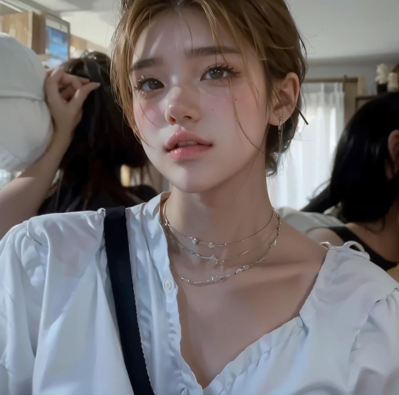 cute girl with big and small face