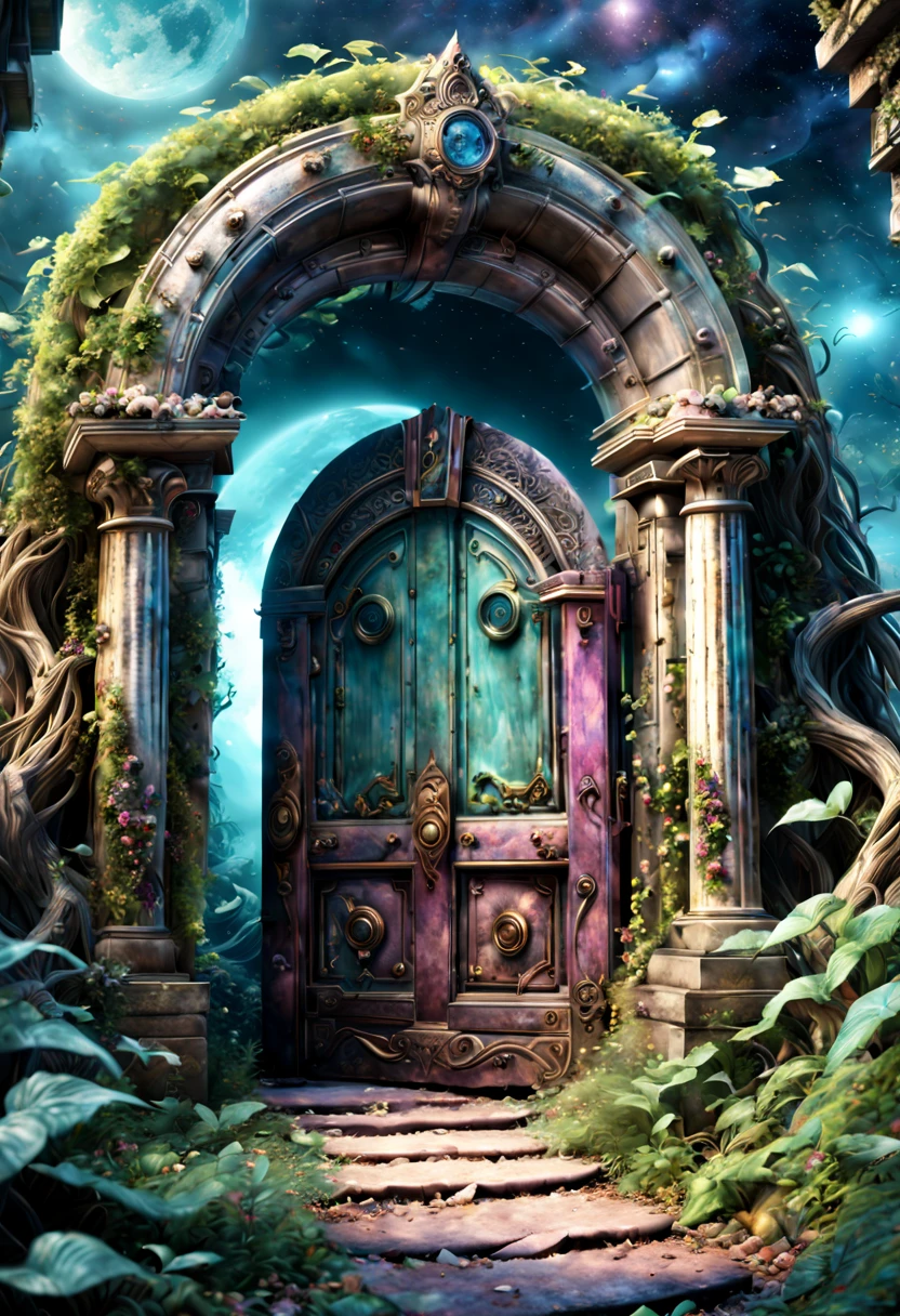(an old,antique,vintage,rusty:1.1),(detailed,carved:1.1) three-dimensional door,(forgotten:0.9),(time and space,portals,mystery:1.1),(magical:1.1) ambiance,(faded,peeling:0.9) paint,(intricate,ancient:1.1) patterns,(mysterious,otherworldly:1.1) symbols,(dusty:0.9) atmosphere,(aged,weathered,cracked:1.1) wood,(ornate:1.1) decorations,(unique:1.1) keyhole,(enchanted:magically enchanted) feeling,(whispering:1.1) whispers,(secrets:dormant secrets),(enchanted:magically enchanted) doorknob,(mystical:1.1) aura,(time-traveling,time-bending) possibilities,(faded:vibrant) colors,(cosmic:1.1) energy,(soft:gentle) rays of light,(mysterious:1.1) shadows,(universe,gateway:1.1),(dreamlike,ethereal) world,(dimensional:multidimensional) crossing,(enigmatic:wondrous) journey.