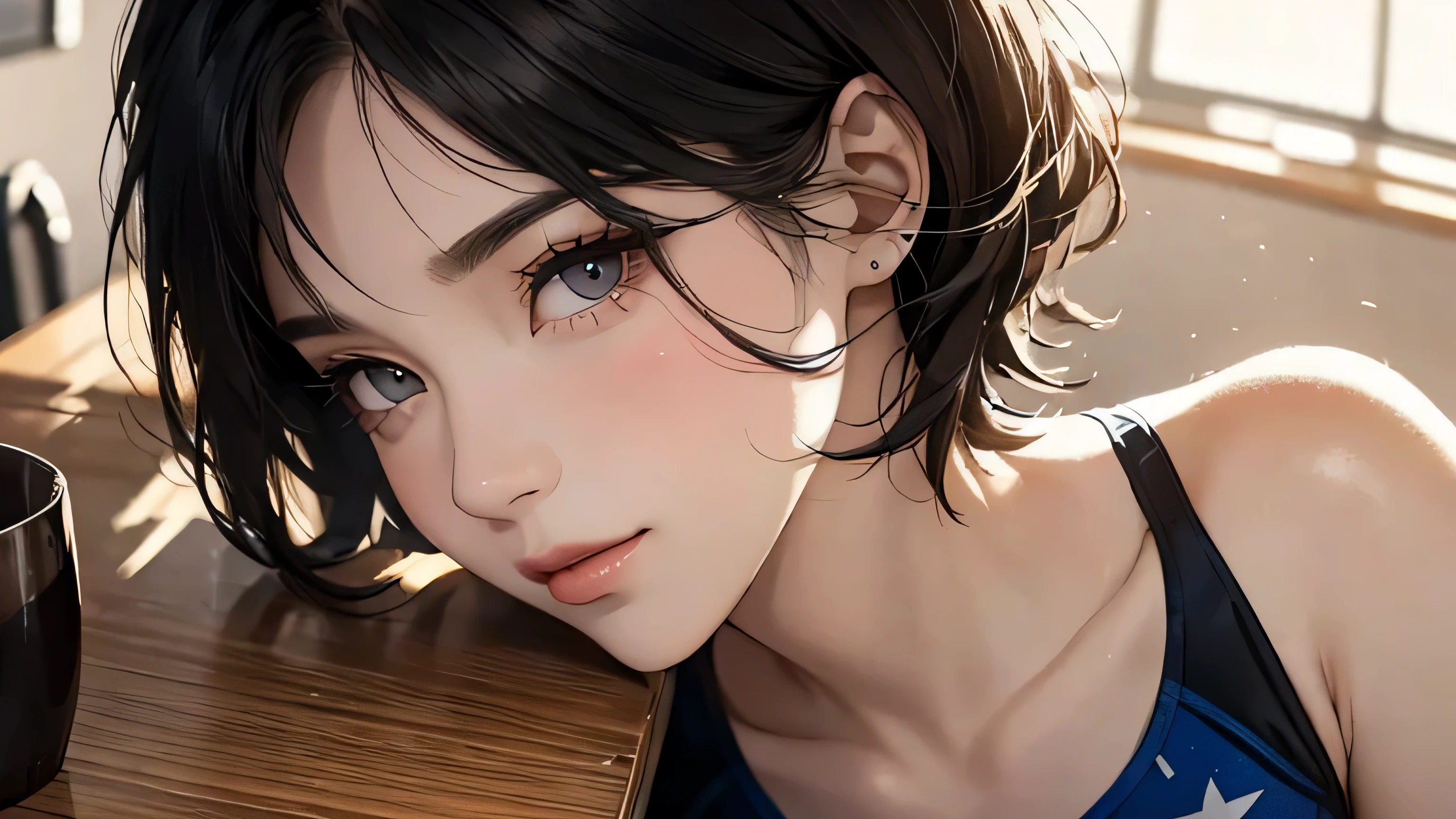 (masterpiece:1.3), (8k, Realistic, RAW Photos, Highest quality: 1.4), (1 girl), Beautiful Face, (Realistic face), (Black Hair, short hair:1.3), Beautiful hairstyle, Realistic eyes, Fine and beautiful eyes, (Realistic skin), Beautiful Skin, (sweater), Confused, charm, Ultra-high resolution, Surreal, Very detailed, Golden Ratio