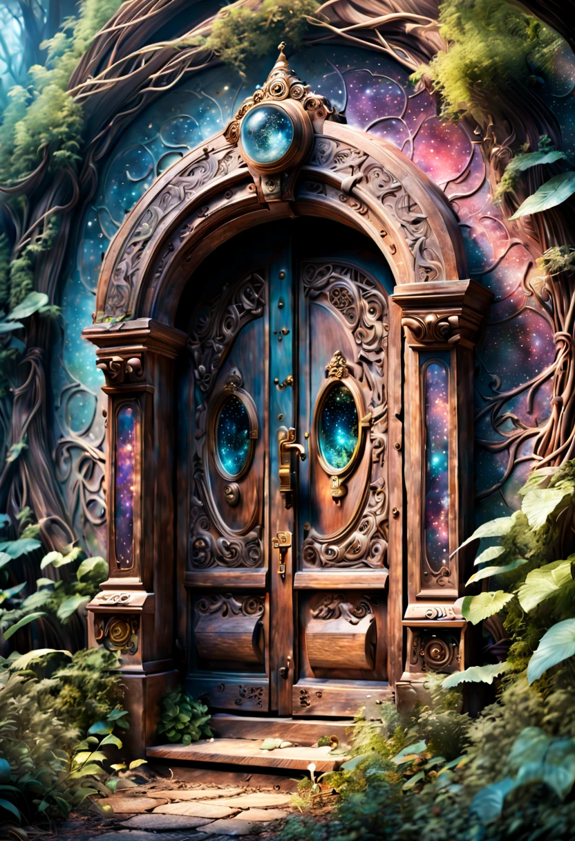 (an old,antique,vintage,rusty:1.1),(detailed,carved:1.1) three-dimensional door,(forgotten:0.9),(time and space,portals,mystery:1.1),(magical:1.1) ambiance,(faded,peeling:0.9) paint,(intricate,ancient:1.1) patterns,(mysterious,otherworldly:1.1) symbols,(dusty:0.9) atmosphere,(aged,weathered,cracked:1.1) wood,(ornate:1.1) decorations,(unique:1.1) keyhole,(enchanted:magically enchanted) feeling,(whispering:1.1) whispers,(secrets:dormant secrets),(enchanted:magically enchanted) doorknob,(mystical:1.1) aura,(time-traveling,time-bending) possibilities,(faded:vibrant) colors,(cosmic:1.1) energy,(soft:gentle) rays of light,(mysterious:1.1) shadows,(universe,gateway:1.1),(dreamlike,ethereal) world,(dimensional:multidimensional) crossing,(enigmatic:wondrous) journey.