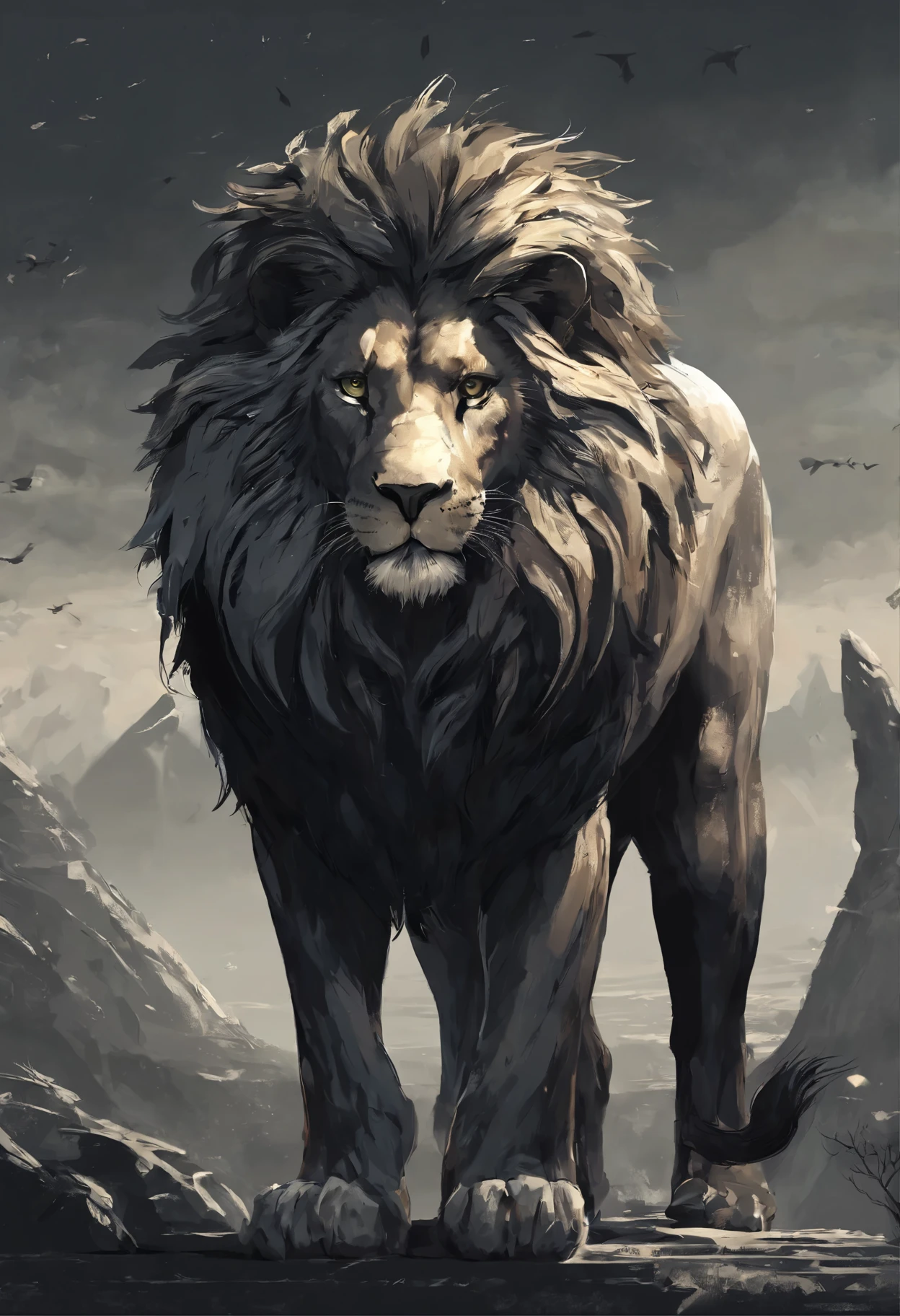 Lion gigantic black lion looking inspire