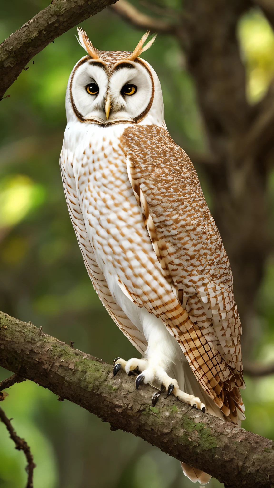 arafed owl perched on a branch of a tree in a forest, barn owl face, the wisest of all owls, an owl, owl, cute owl, beautiful symmetric, radiant owl, barn owl symbol in chest, beautiful gorgeous, glowing white owl, beautiful detailed, beautiful!!!!!!!!!, by Joan Ayling, owls, beautiful and graceful, beautiful female