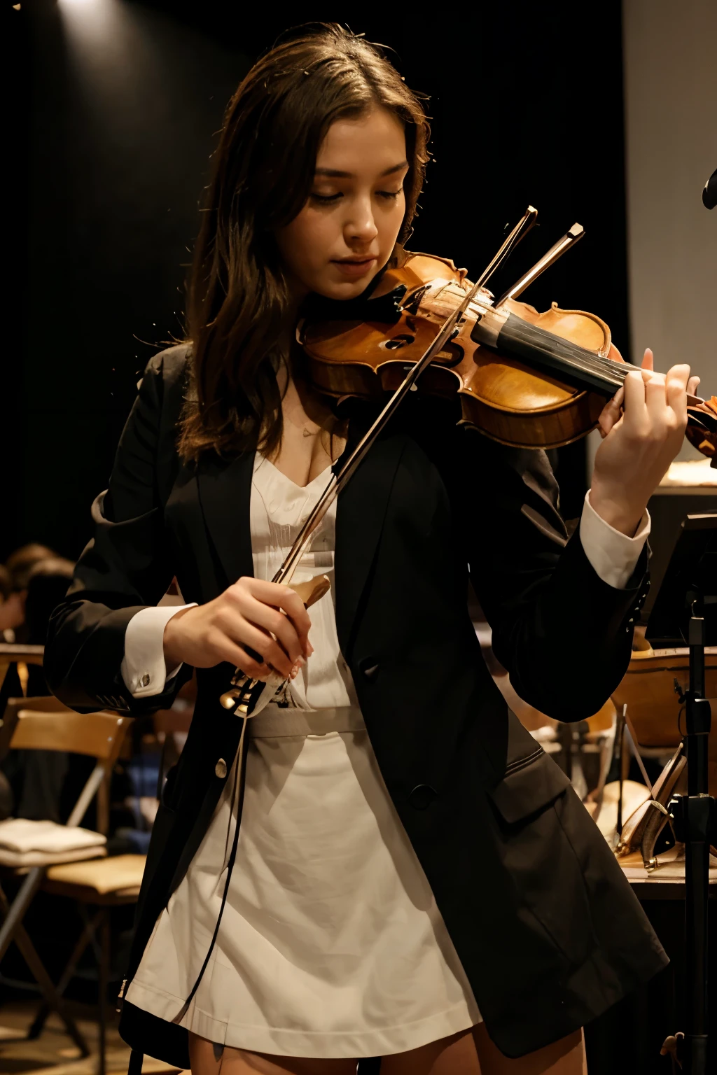Violinist performing on stage