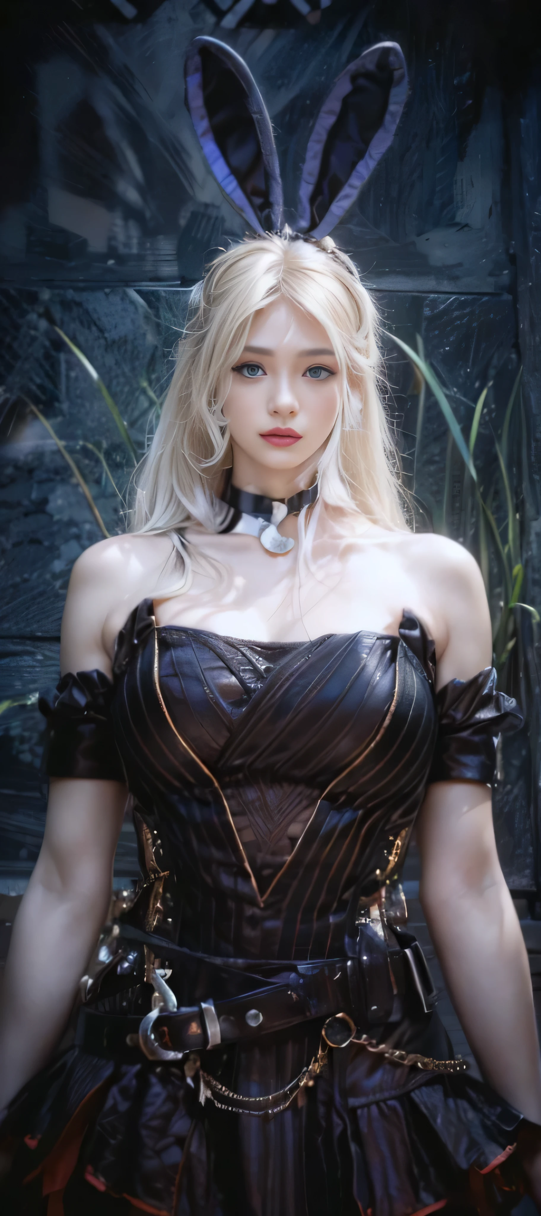 (female:1.2), 8k, ultra hd, ultra detailed texture, hyper realistic, masterpiece, detailed texture, detailed face, detailed skin, detailed lighting, (photorealistic:1.5), best quality, beautiful lighting, cinematic lighting, professional lighting, ultra highres, realistic, detailed hair, real hair, high quality, (realskin:1.5), extremely detailed, finely detail, ultra-detailed, 1girl, solo, goddes, (beautiful eyes:1.5), red lips, parted lips, nose, white skin, pretty, beautiful, details blonde hair, bunny earsband