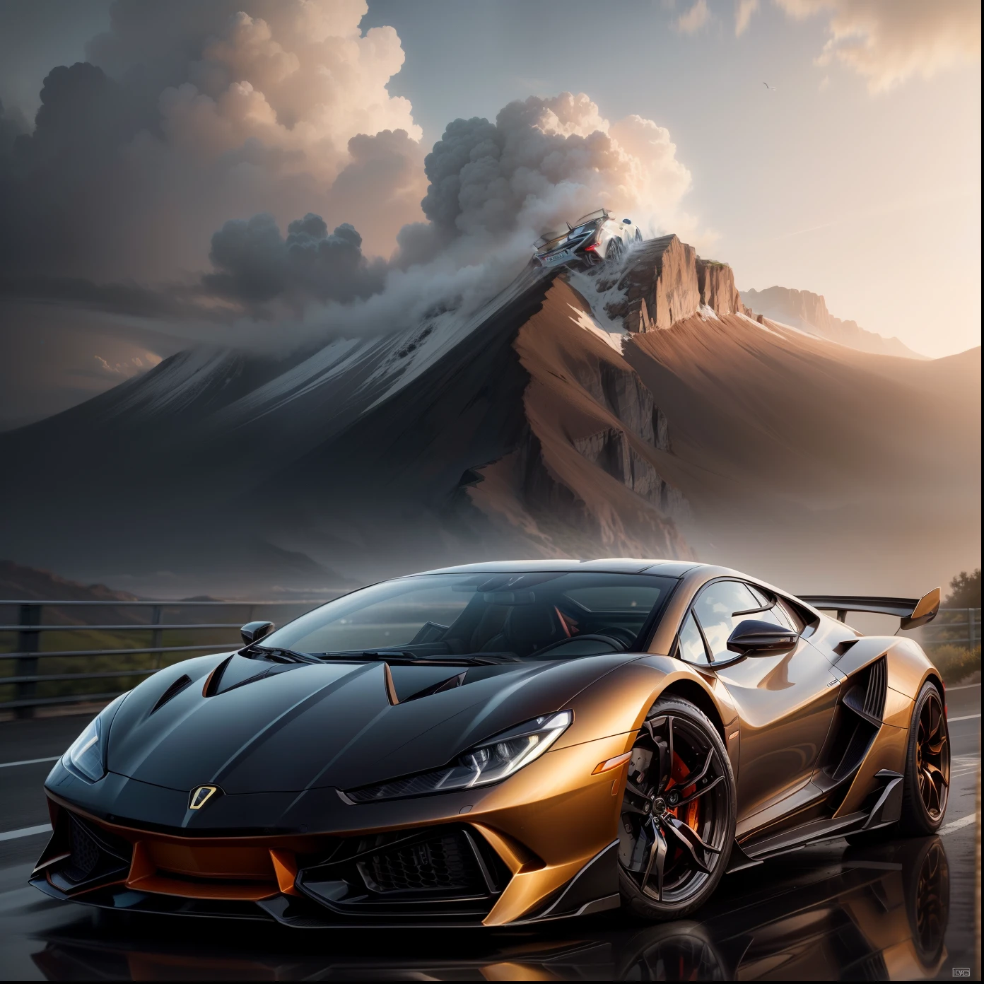 (Best quality),(masterpiece),(ultra detailed),(high detailed),(extremely detailed)
Capturing the Power and Elegance of a Supercar at Sunset

Subject: A sleek and powerful supercar (e.g., Lamborghini sesto elemento) in motion.

Camera Equipment:
- Camera: Canon EOS R5
- Lens: Canon RF 24-70mm f/2.8L
- Settings: Aperture Priority mode, f/5.6, ISO 100

Lighting:
- Natural lighting at sunset with warm, golden tones
- Position the car to capture the beautiful sidelight and shadows
- Utilize the soft glow of the setting sun to highlight the car's curves and lines

Composition:
- Capture the car in a dynamic angle, emphasizing its speed and elegance
- Frame the shot to include a scenic background with a winding road or coastal landscape
- Use the rule of thirds to position the car off-center for a more engaging composition

Style:
- Aim for a high-definition, hyper-realistic look to showcase the car's details
- Enhance the vibrancy of the car's color while maintaining a natural feel
- Apply slight vignetting to draw attention to the car and create a dramatic effect

Post-processing:
- Use Adobe Lightroom for color correction and enhancing the sunset hues
- Apply slight sharpening and clarity adjustments to bring out the car's features
- Fine-tune the highlights and shadows to achieve a balanced exposure

Aspect Ratio: 16:9

Additional Instructions:
- Ensure that the car is clean and polished for a pristine appearance
- Experiment with capturing motion blur by using a slower shutter speed while panning with the moving car
- Include a sense of speed by photographing the car from a lower perspective

Let's generate an image that encapsulates the power and elegance of a supercar at sunset using Midjourney: /imagine "sleek and powerful supercar in motion at sunset, captured with Canon EOS R5 and Canon RF 24-70mm f/2.8L lens, f/5.6, ISO 100, natural lighting, golden tones, dynamic angle, winding road background, high-definition, hyper-realistic style, 16:9 aspect ratio."