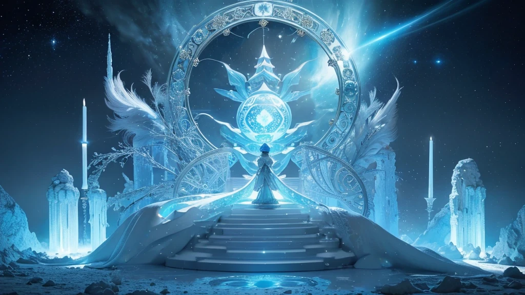 Light blue and white gradient luminous three-dimensional magic array，Extremely complex and exquisite details，best quality，Magical elements，white sun