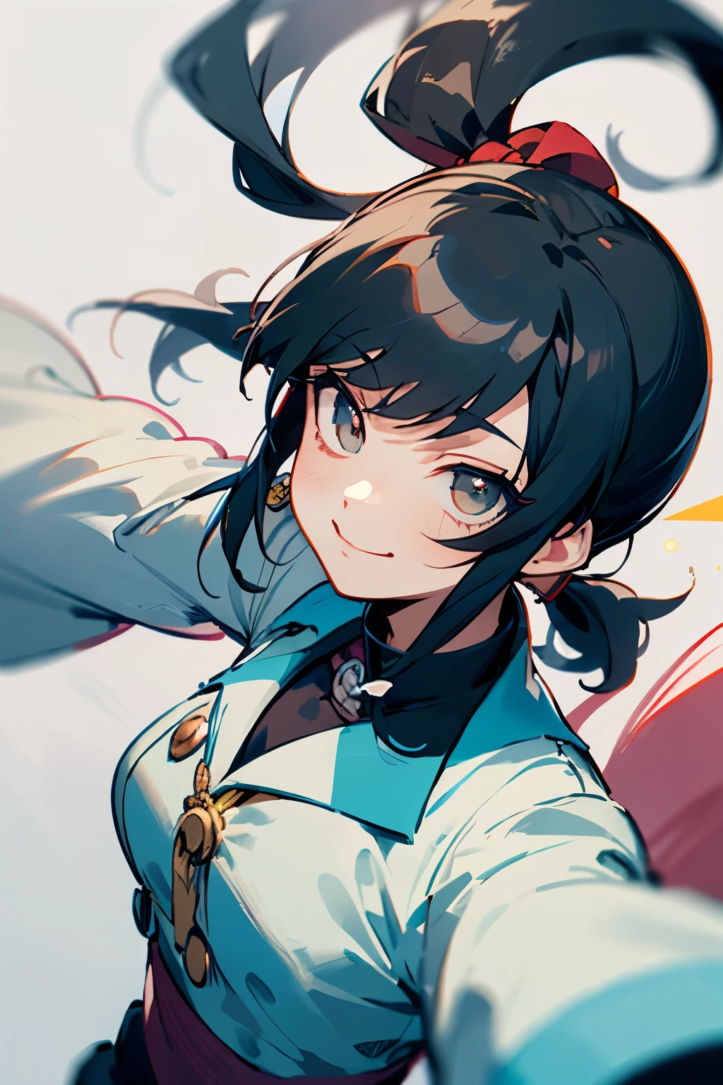 black hair ponytail，Drooping eyes，Marume，cute，one person，A dangerous smile，pirate，White base，Osomatsu-san default