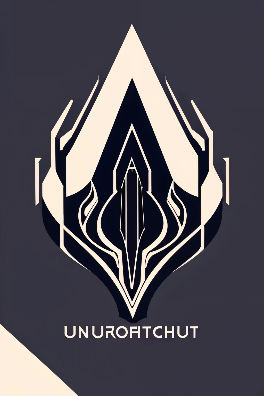 create a 2D spaceship, withe basic lines e forms, based itself on the format of letters V and M, colored with dark colours
