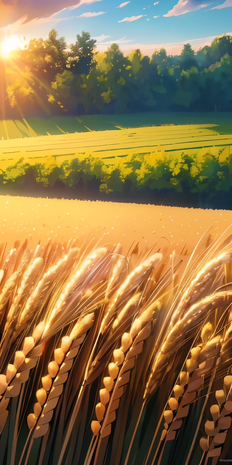 Masterpiece, best quality, (very detailed CG unified 8k wallpaper) (best quality), (best illustration), (best shade) nature harvest wheat, super meticulous --v6, 