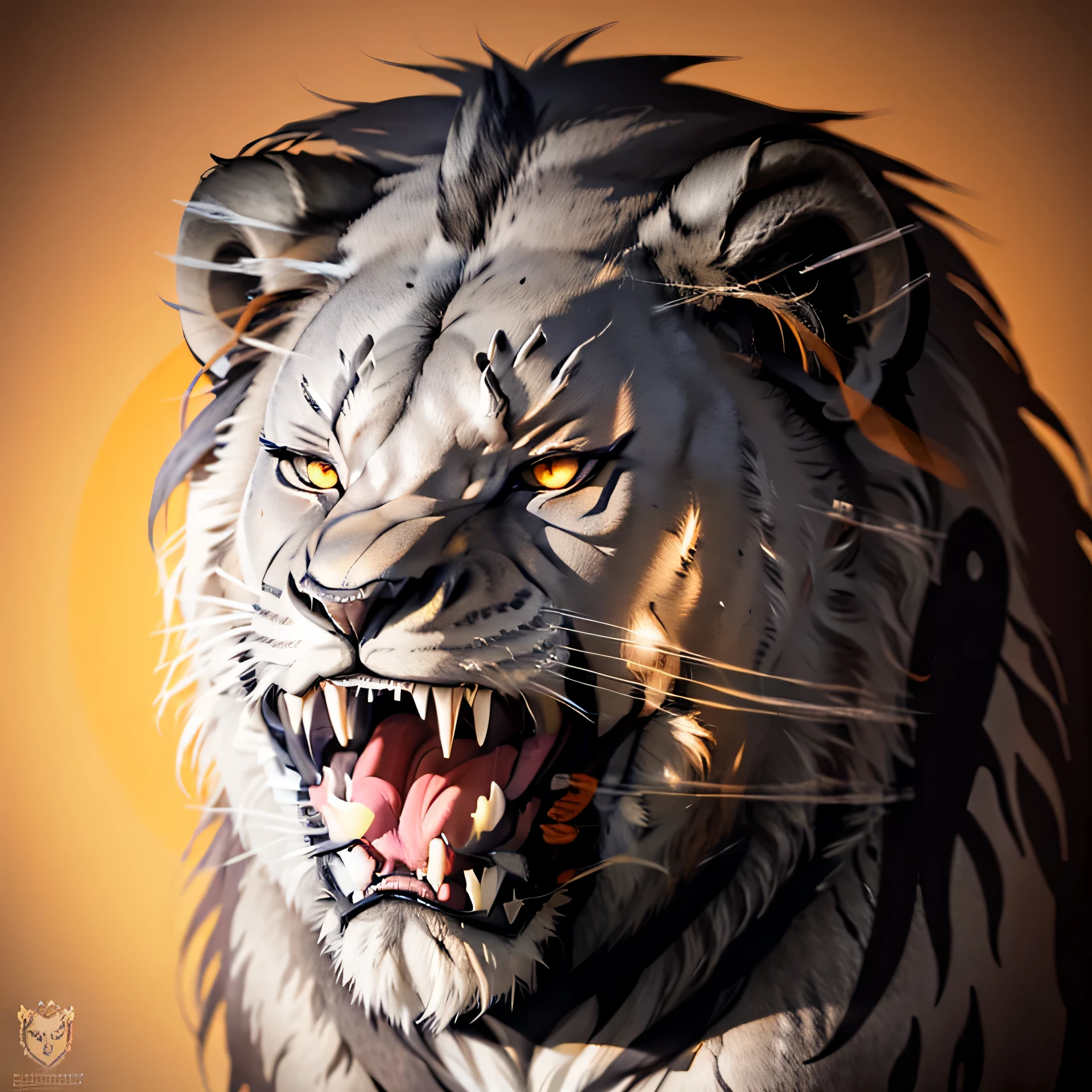 ((a roaring lion:1.4)), angry look:1.2, large mane, snarling face showing teeth, mean looking lion looking straight at viewer, in front of viewer, lion's head centered and symmetric, ferocious, full mane, 8K illustration, artistic style, solid colors, digital drawing, (((clip art drawing:1.4))), sharp, golden orange fur tones, plain white background, lion's head only