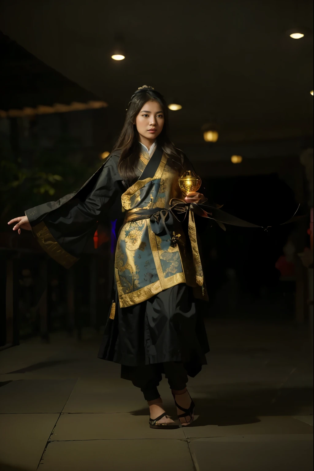 (Best quality, 8k, 32k, Masterpiece, UHD:1.2) "Transport the viewer to the heart of Ancient China, where rich history and cultural splendor unfold. Envelop the scene in an atmosphere of oriental elegance, featuring traditional architecture, intricate pagodas, and serene landscapes. Infuse the setting with vibrant colors inspired by traditional Chinese art, accentuating the beauty of ornate details and symbolic elements. Employ dynamic cinematic lighting to create a visually striking composition, playing with shadows and highlights to enhance the depth and drama of the scene. Illuminate the surroundings with warm hues reminiscent of a setting sun or the soft glow of lanterns. Ensure that the ambiance reflects the timeless charm and mystique of Ancient China, inviting viewers to immerse themselves in a captivating journey through history."