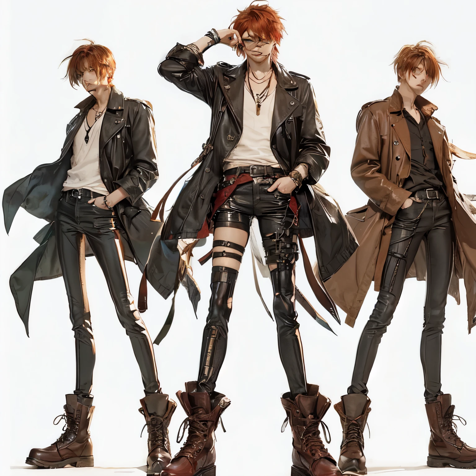 Red-haired、One-eye hide、A young man、Leather Jean