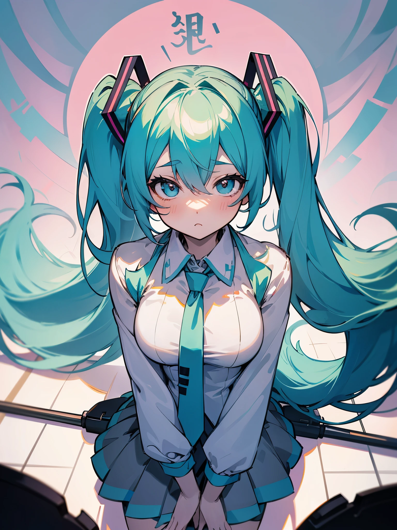 HatsuneMiku ,uncensored pudendum ,Masturbation without panties,pussy,Squat down close-up
