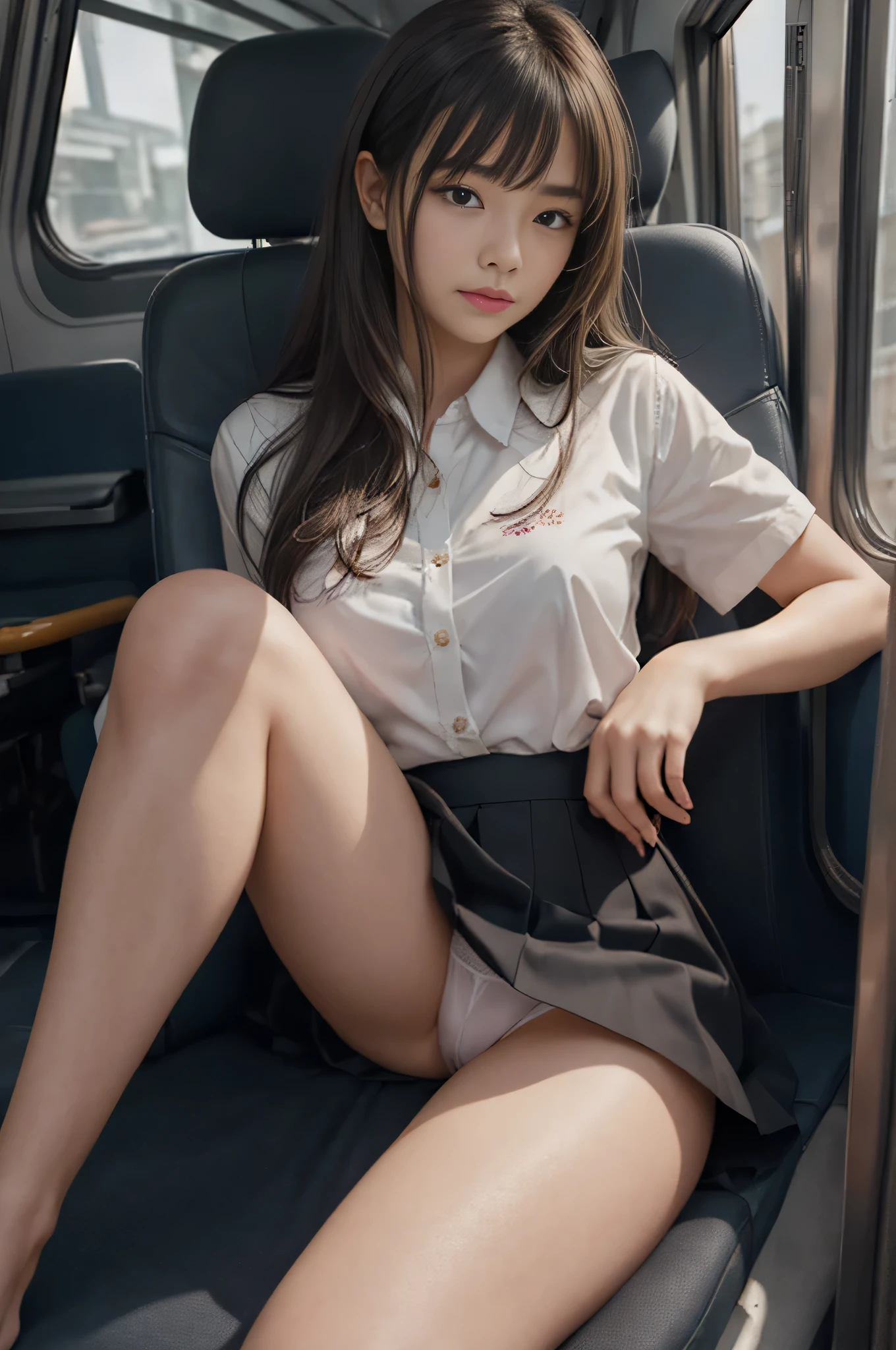 (to be born,realistic:1.3), face with shadow, Depth of written boundary, 学to be born服,
,great art,(((very detailed))),
{1 girl sitting,bangs,女子高to be born,sleep,close your eyes},{white panties,skirt},
{cowboy shot,from before}
,(((8K,very detailed))),in the train, a young girls is sleep contentedly. Through the gap between her legs and skirt, I can see her panties. Because the car is shaking, Calm facial expressions and gentle breathing create a calm atmosphere...,{spread your legs}
,(((very detailed)))