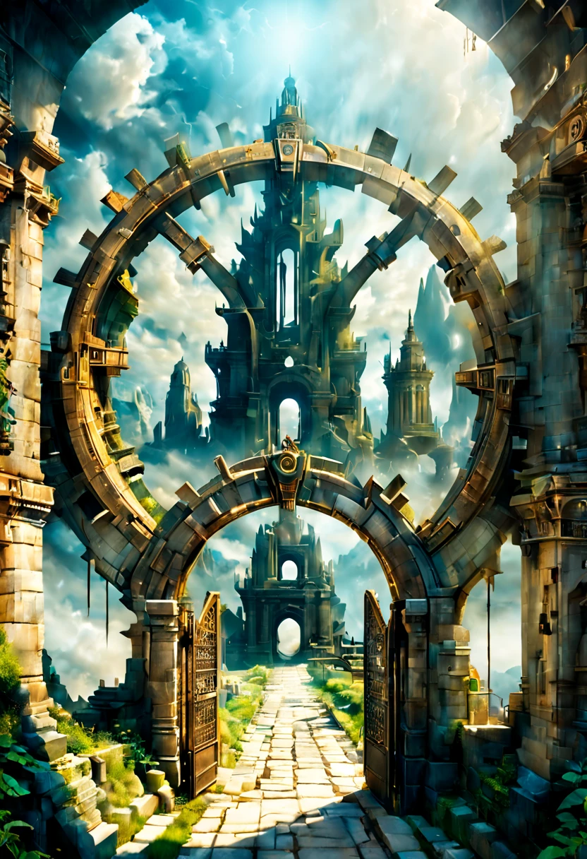 Across time and space、Double exposure of time gate man and clock.Forgotten Gate of Time and Space/Forgotten Gate of Time and Space/Forgotten Gate of Time and Space.Across time and space的謎團. (best quality, masterpiece, Representative Works, official art, professional, 8k)(masterpiece, best quality),