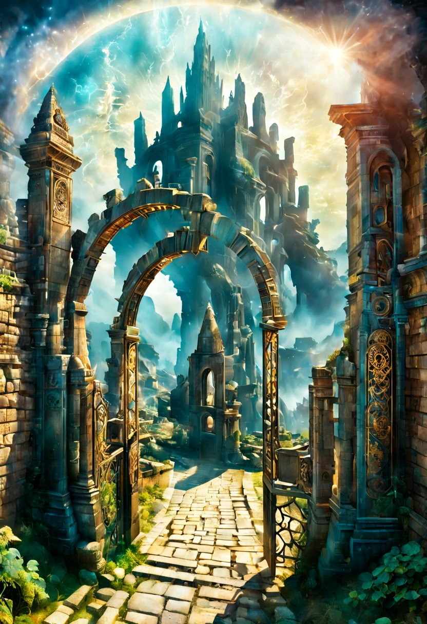 Across time and space、Double exposure of time gate man and clock.Forgotten Gate of Time and Space/Forgotten Gate of Time and Space/Forgotten Gate of Time and Space.Across time and space的謎團. (best quality, masterpiece, Representative Works, official art, professional, 8k)(masterpiece, best quality),