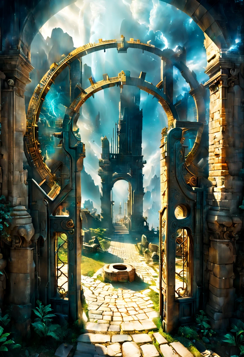 Across time and space、Double exposure of time gate man and clock.Forgotten Gate of Time and Space/Forgotten Gate of Time and Space/Forgotten Gate of Time and Space.Across time and space的謎團. (best quality, masterpiece, Representative Works, official art, professional, 8k)(masterpiece, best quality),