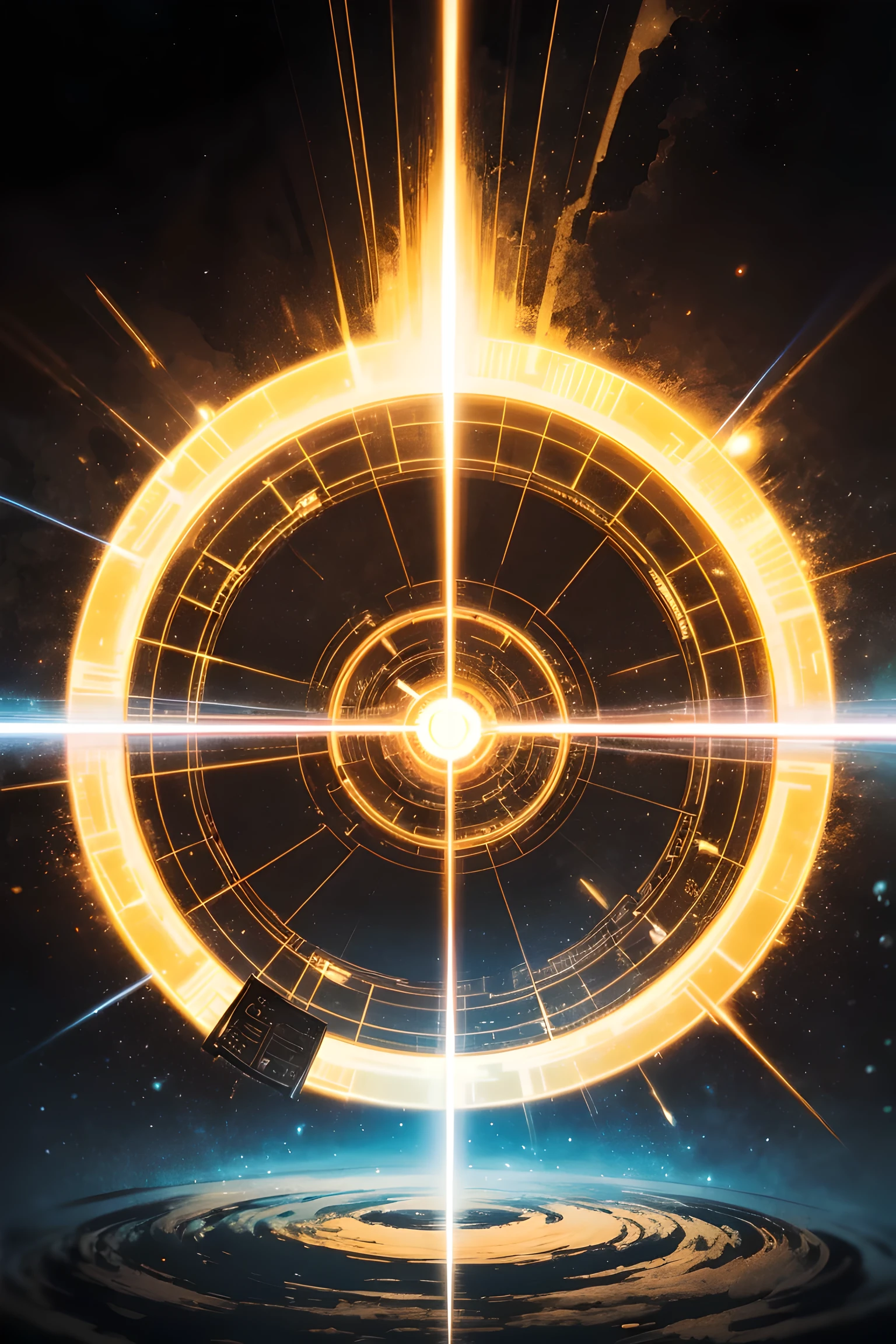 Forgotten Gate of Time and Space, Ancient future technology gate, aesthetic symbols, golden section, Colorful swirls on the door, Colorful effects, freeze frame, Light spot effect center symmetry, magical portal, Unparalleled masterpiece, best quality, 