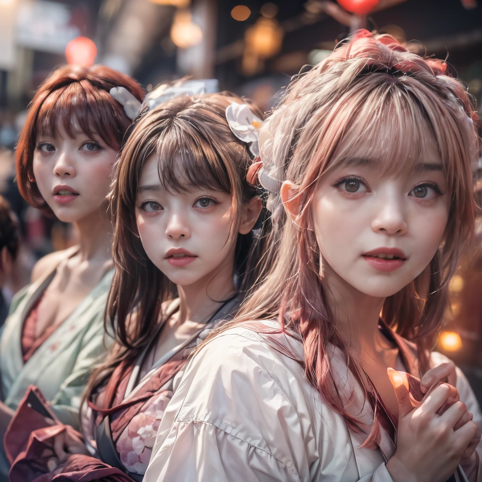 ((bokeH, Acutance:0.85, ultra-detailed:1.35)), (((from below))) . The background is (Twilight:1.4) (((Red-dyed clouds:1.3))), { The Sky takes up more than third of the composition | (many colorful Lights:1.2) | lens flare | Burning | Haze | (luminous Particles) | Mystic sight | God rays | Lightning }, { Underboob | Oiled ivory skin | FullBody:1.2 } . (Masterpiece:1.2) of professional Analog photo with Hasselblad, (((realistic and photorealistic with touch of rawness:1.37))) . ((( A selfie photo of KAWAII girls in WHITE Fundoshi, at Hakata Gion Ymakasa Festival ))), ((Extremely detailed KAWAII face variations)) .
