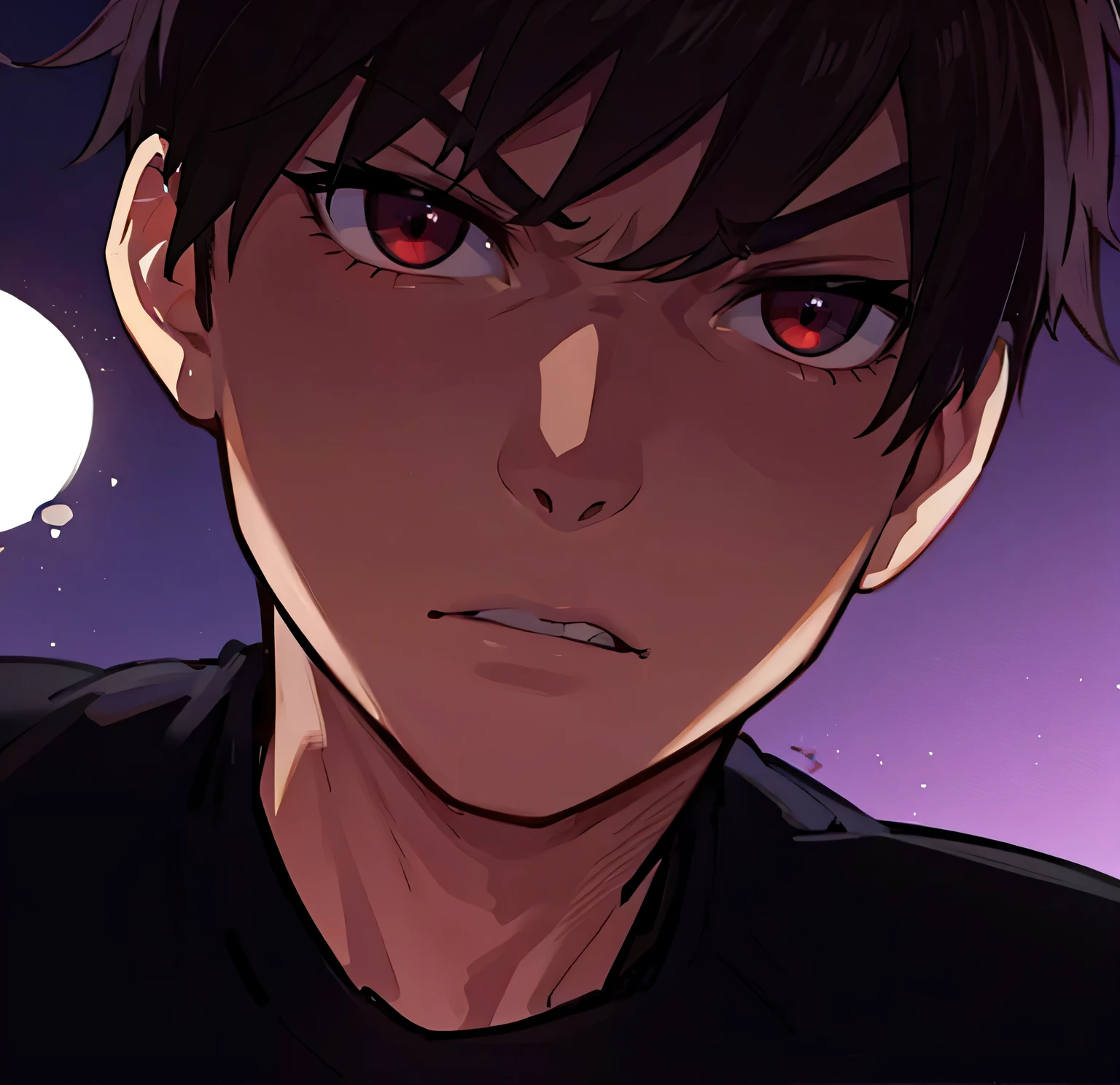 estilo anime, Um cara agachado no telhado, ao ar livre, tronco, evil eyes, nervoso, olhos castanhos, DIABO, dark smoke, fire in city building, vista frontal, foco no visualizador, Foto Real, ultra detalhado, obra de arte, qualidade ultra alta, ultra high resolution, ultra realista, ultra reflection, Ultra Lighting, fundo detalhado, dramatic lighting, Sutil, Tom escuro, 8k