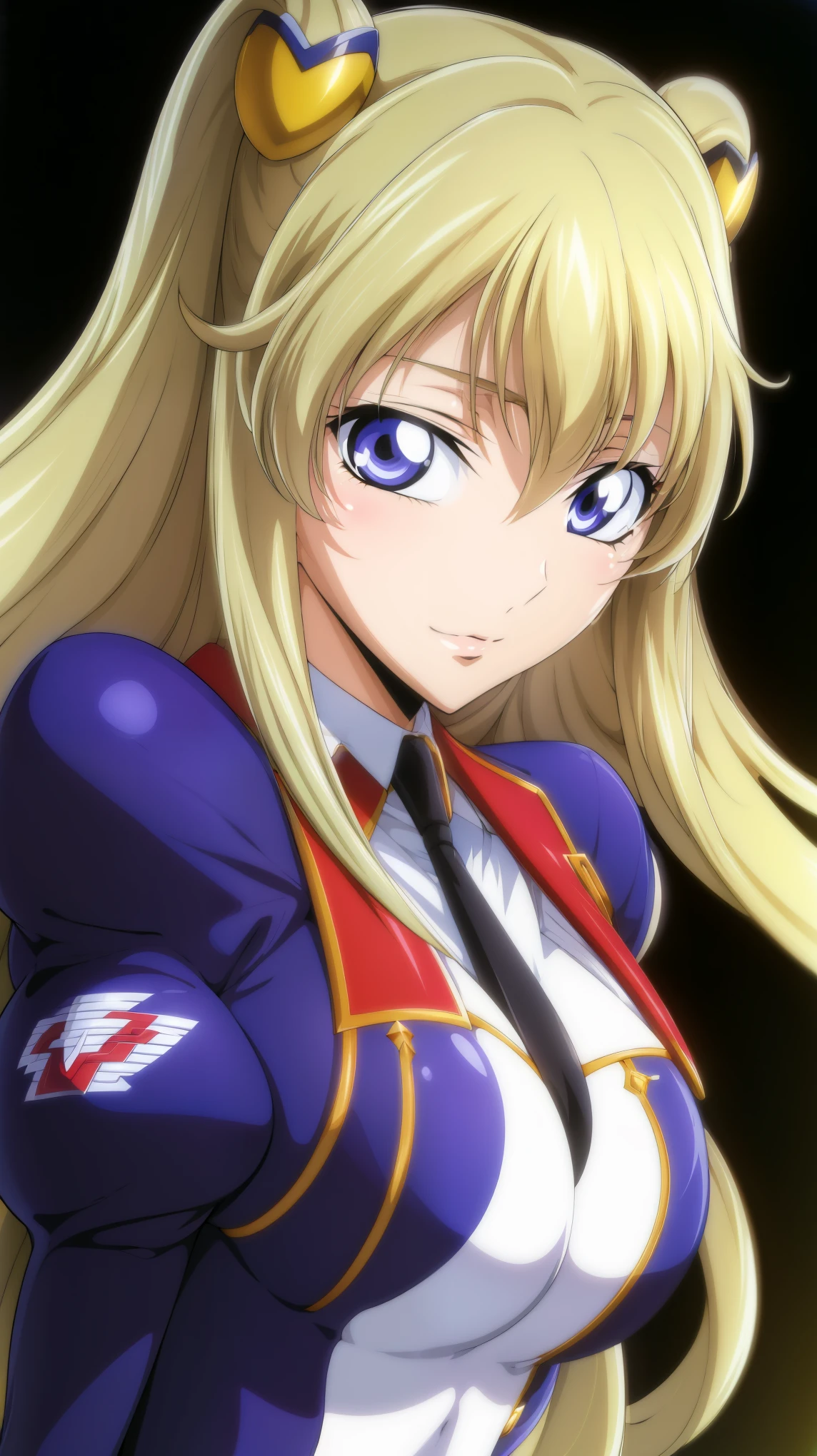 Simple White Background,
Blue jacket,long sleeves, White shirt,necktie, 
blabluek eyes, blonde hair,bangs,Long hair,twintails, hair ornament, 
1 girl, 20yo,Young female,Beautiful long legs,Beautiful body,
Beautiful Nose,Beautiful character design, perfect eyes, perfect face,expressive eyes,perfect balance,
looking at viewer,(Focus on her face),closed mouth, (innocent_big_eyes:1.0),(Light_Smile:0.3),
official art,extremely detailed CG unity 8k wallpaper, perfect lighting,Colorful, Bright_Front_face_Lighting,White skin,
(masterpiece:1.0),(best_quality:1.0), ultra high res,4K,ultra-detailed,
photography, 8K, HDR, highres, absurdres:1.2, Kodak portra 400, film grain, blurry background, bokeh:1.2, lens flare, (vibrant_color:1.2),professional photograph,
(Beautiful,large_Breasts:1.0), (beautiful_face:1.5),(narrow_waist),