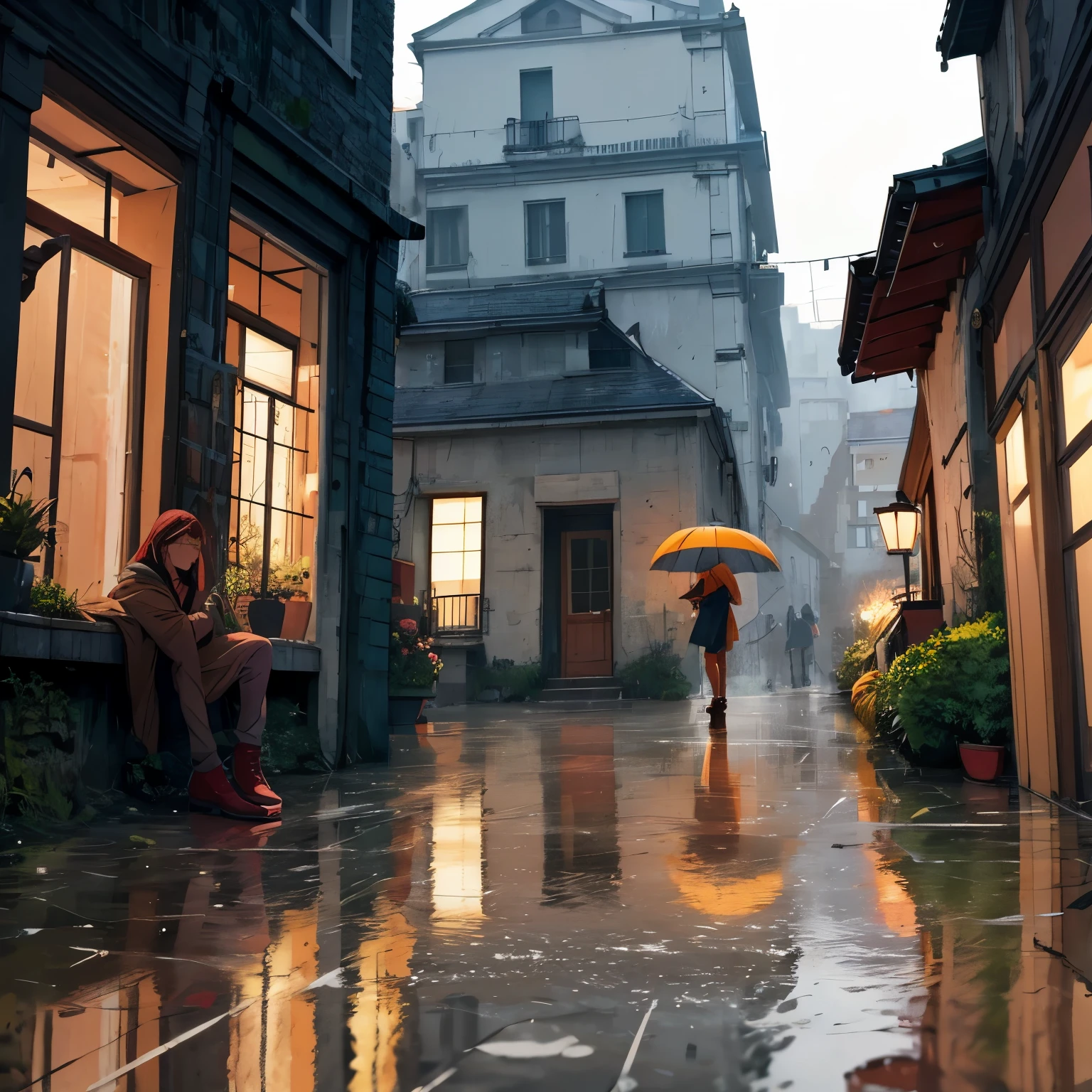 rain,boot,umbrella,Landscape,face down,