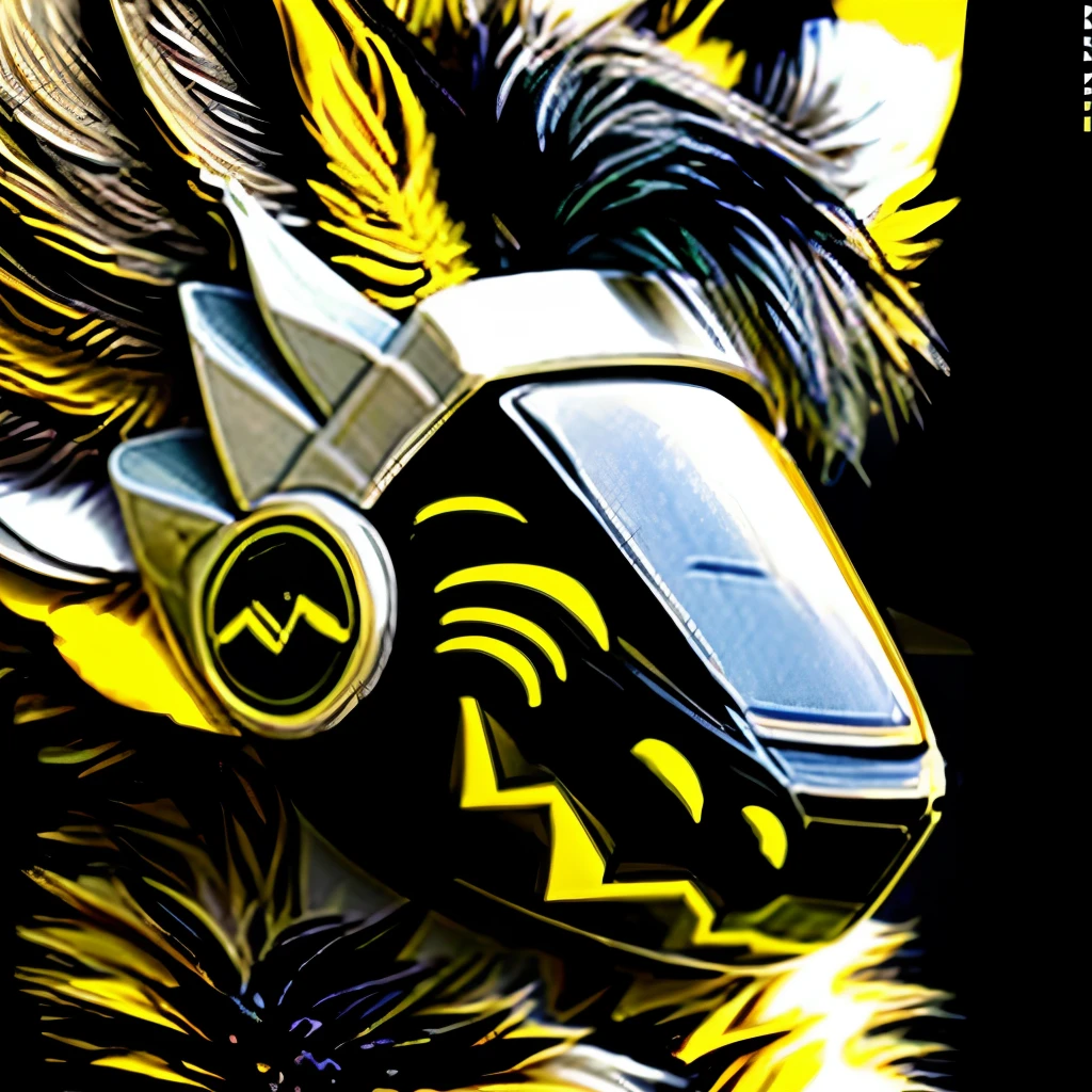 Yellow fur protogen with black and yellow face 