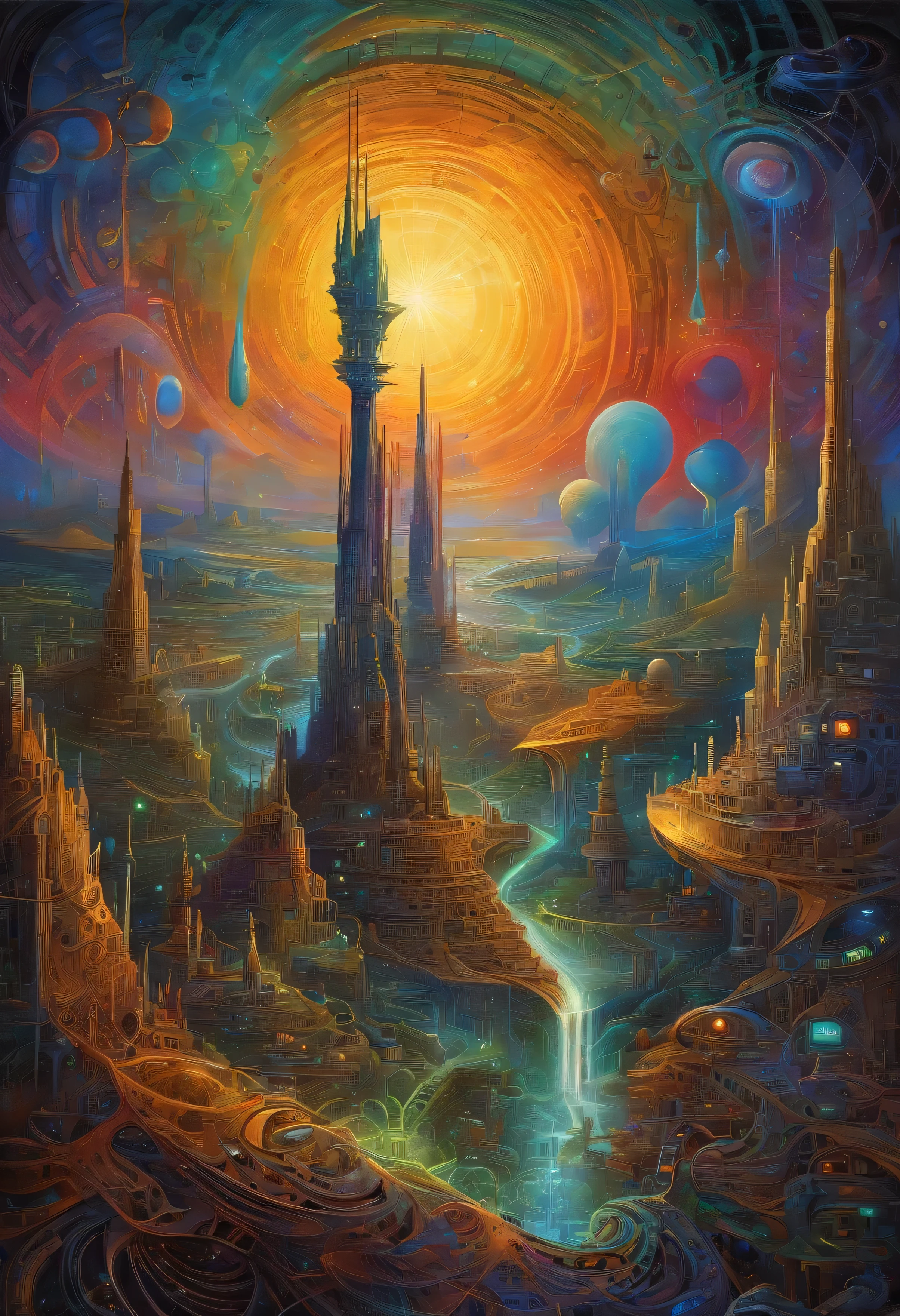 (melhor qualidade,ultra-detalhado,realista),Computer motherboard structures defensively surround an anthill,Estranho brilho semelhante ao da aurora boreal emana do formigueiro,eletrizante,technologically advanced,circuitos intrincados,Torre de tecnologia,Pixelated paradise,Enigmatic vibrations,Robusto e resiliente,Science fiction fusion,Technological utopia,Electromagnetic Symphony,neon glow,Awakening of the machines,Metallic wonders,Hive of innovation,ambiente de outro mundo,Sonhos baseados em dados,Electric currents of creativity,Labirinto digital,Enchanted cyberspace,Futuristic wonderland,Organic integration