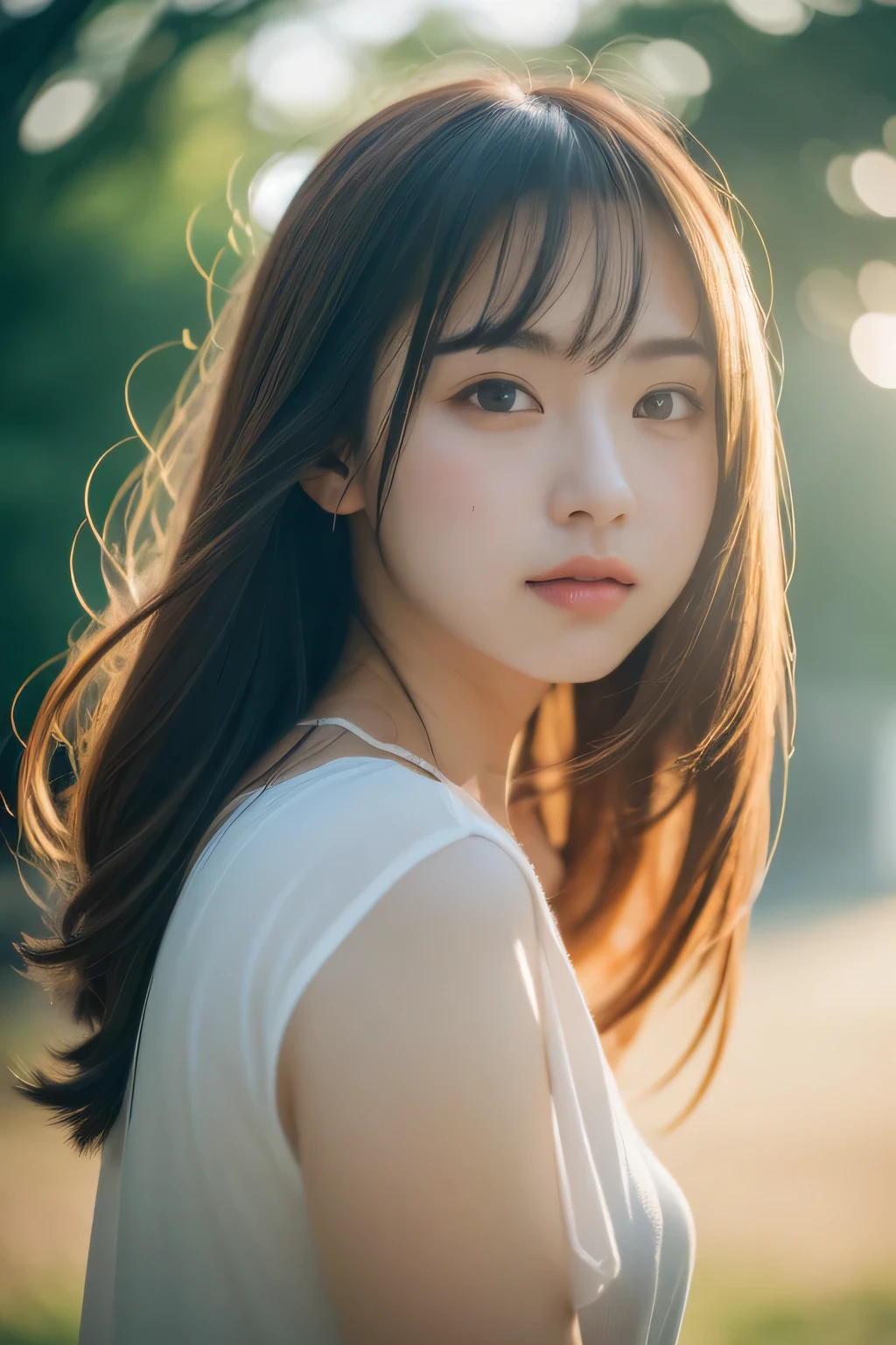 (8K,RAW photo, masterpiece),(realistic, photo-realistic:1.2),(extremely detailed 8K wallpaper),(sharp focus, Depth of bounds written),(blur background:1.2),(sunlight during the day:1.2),look at the camera, 1 girl