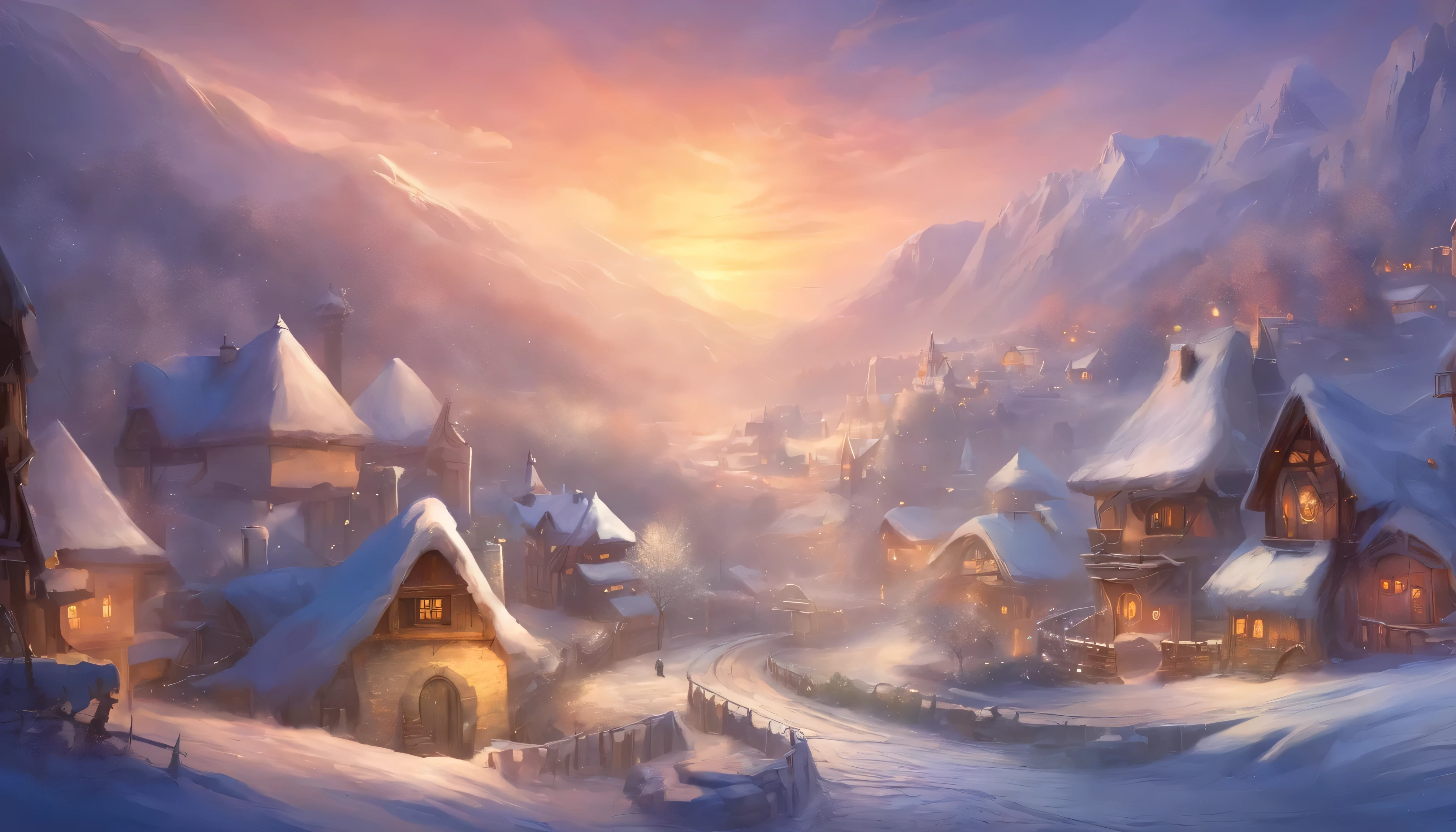 village covered in snow
