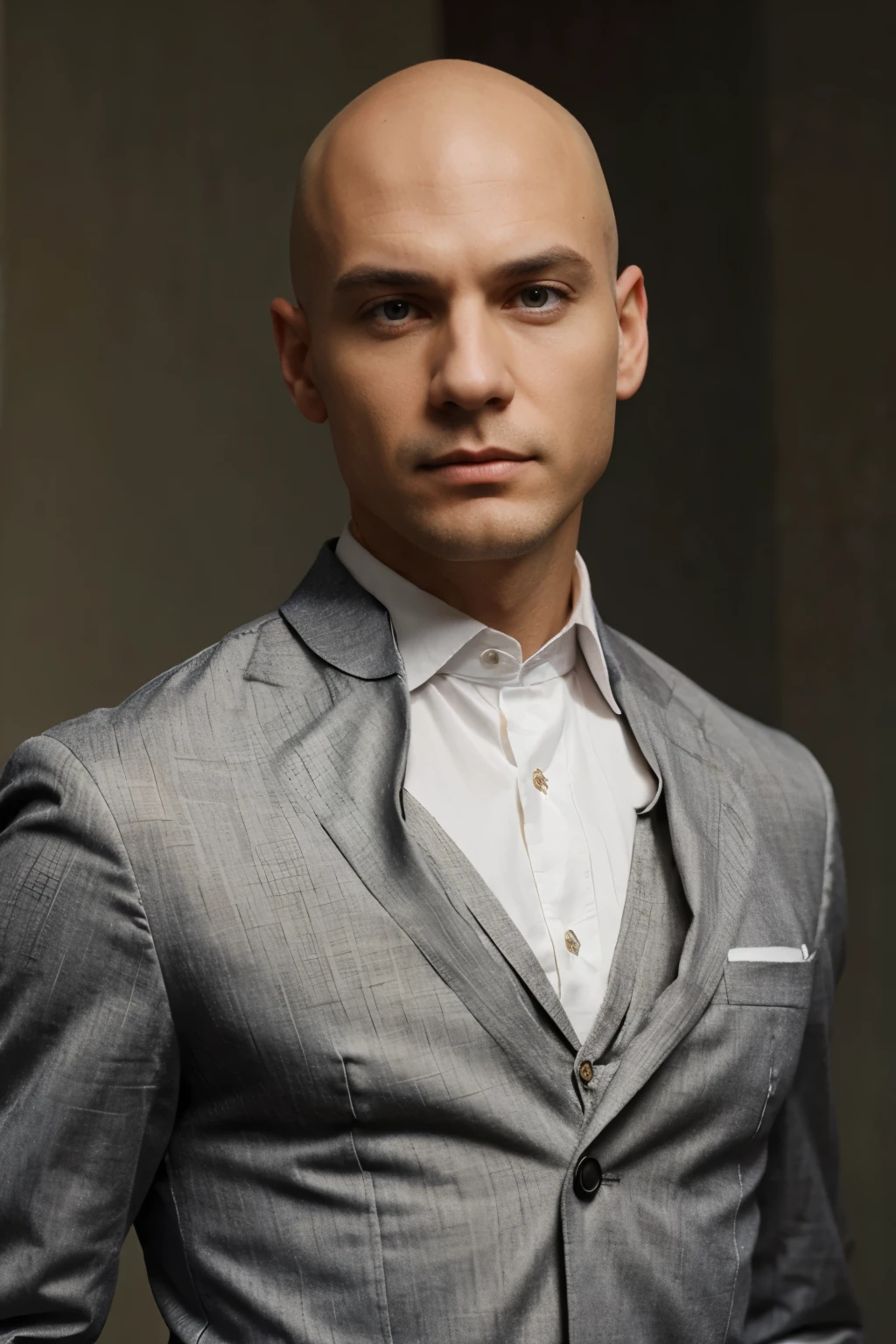 iperrealistic bald man wearing elegant clothes