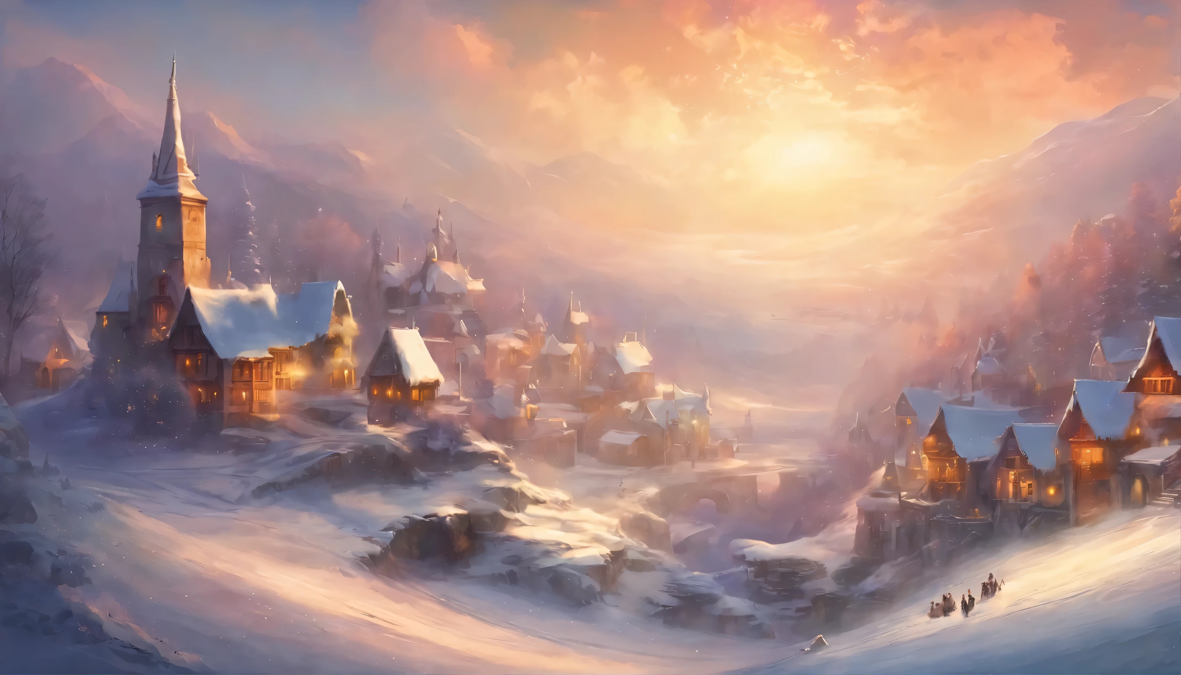 village covered in snow