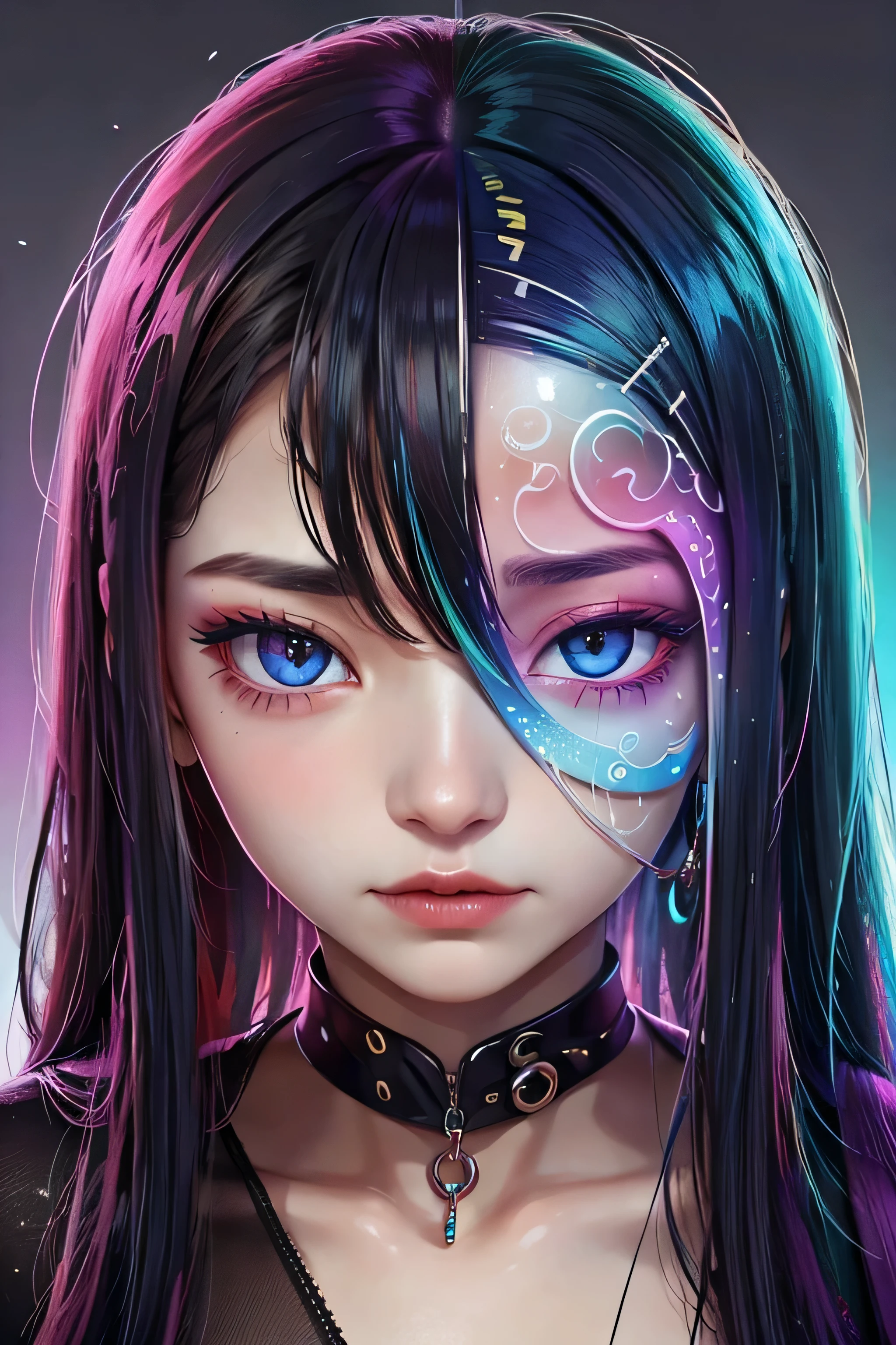 um surreal, colored eye that reflects the entire spectrum of emotions, telling a unique story in each tone.