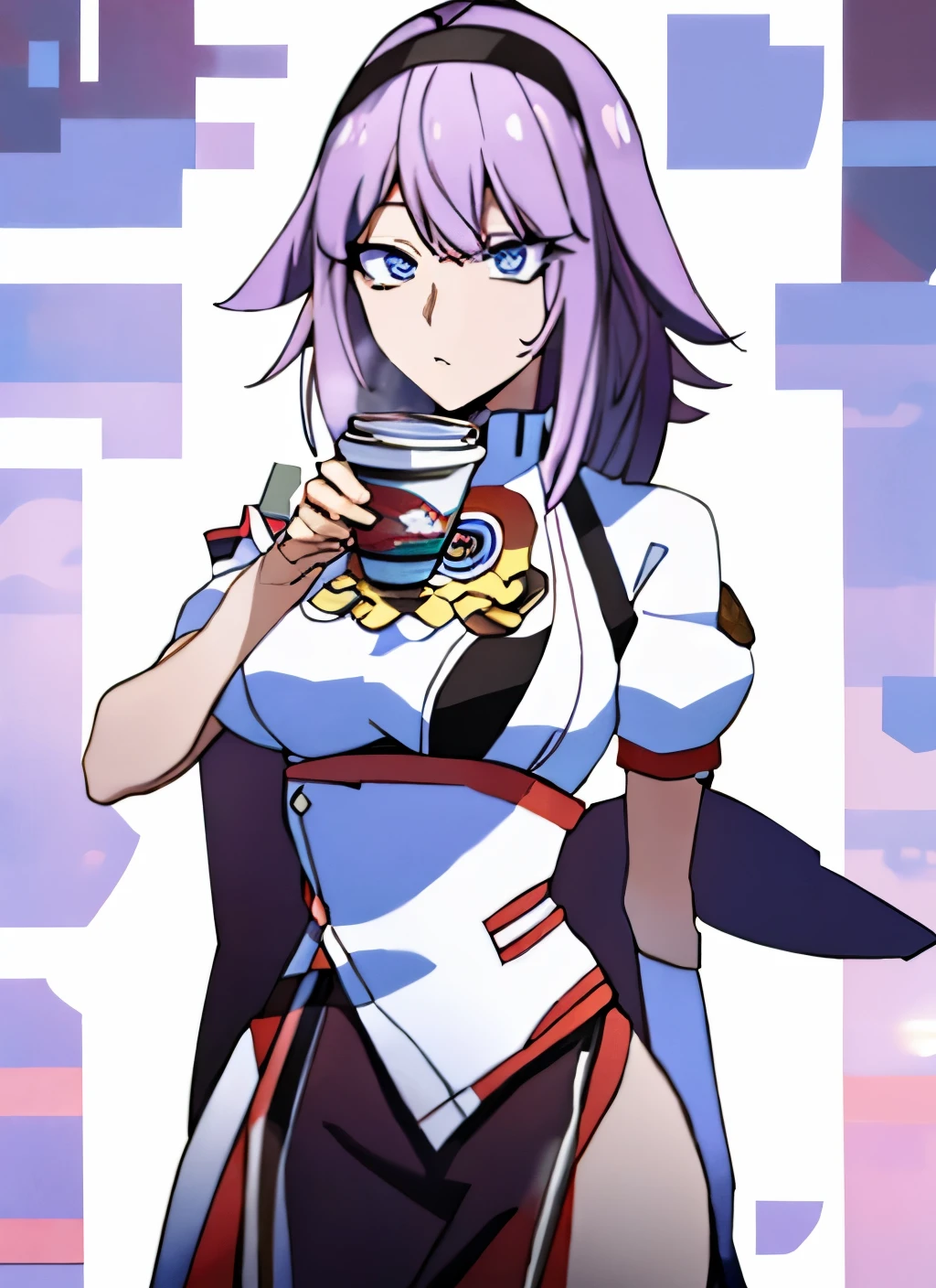 a woman in a yellow jacket holding a cup of coffee, extremely detailed artegerm, anime drinks energy drink, Senna do League of Legends, lovely Brigite de Overwatch, Brigite de Overwatch, ruan jia and artegerm, trending artegerm, Faye Valentim, like artegerm, range murata and artegerm, Modelo IG | artegerm