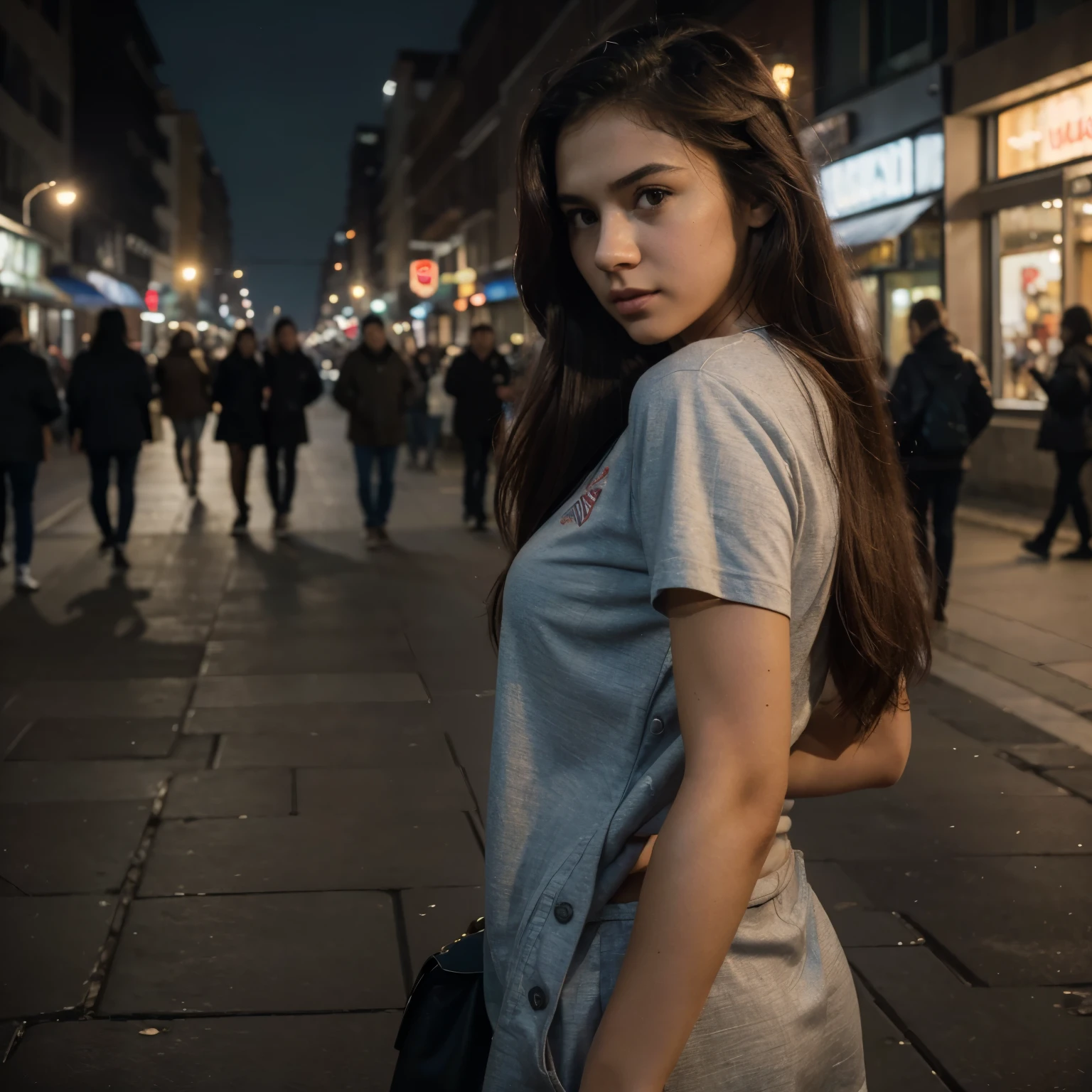 ((masterpiece)),(((best quality))),(character design sheet,same character,front,side,back),iRAW photo, a portrait photo of 25 y.o woman in casual clothes, night, city street, (high detailed skin:1.2), 8k uhd, dslr, soft lighting, high quality, film grain, Fujifilm XT3