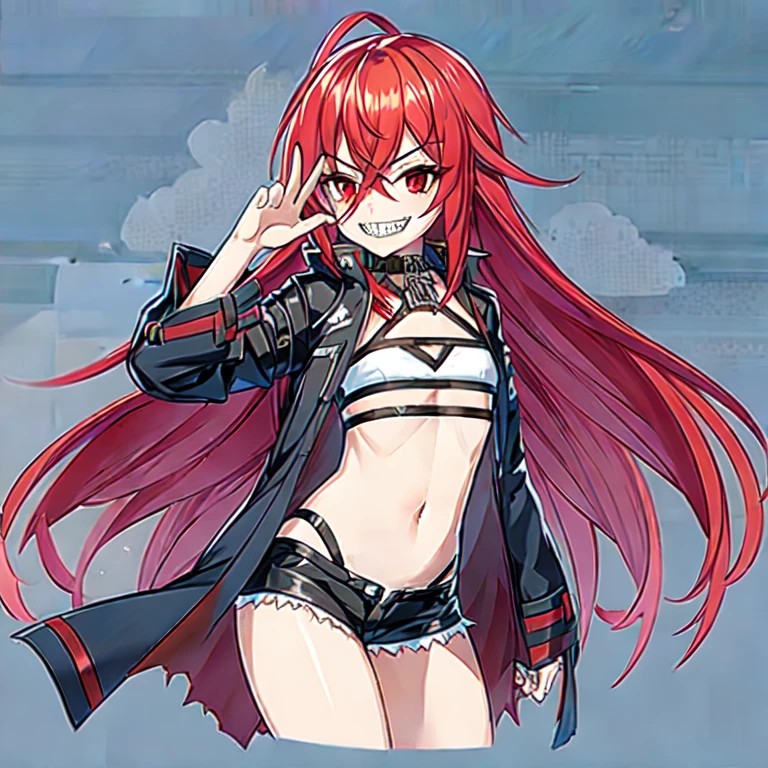 Fox Demon Little Red Lady, Schwarz Bikini, Open red big jacket, Augenklappe