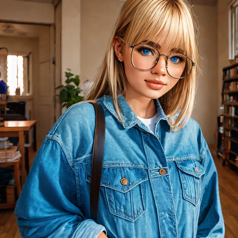 (masterpiece, best quality:1.2), 1girl, solo, blonde, glasses