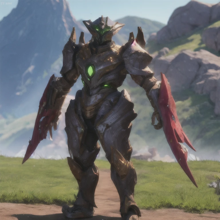 (masterpiece, best quality:1.2), solo, chitin plating, full body armor, gauntlets, pauldrons, alien, inhuman, hive (destiny)