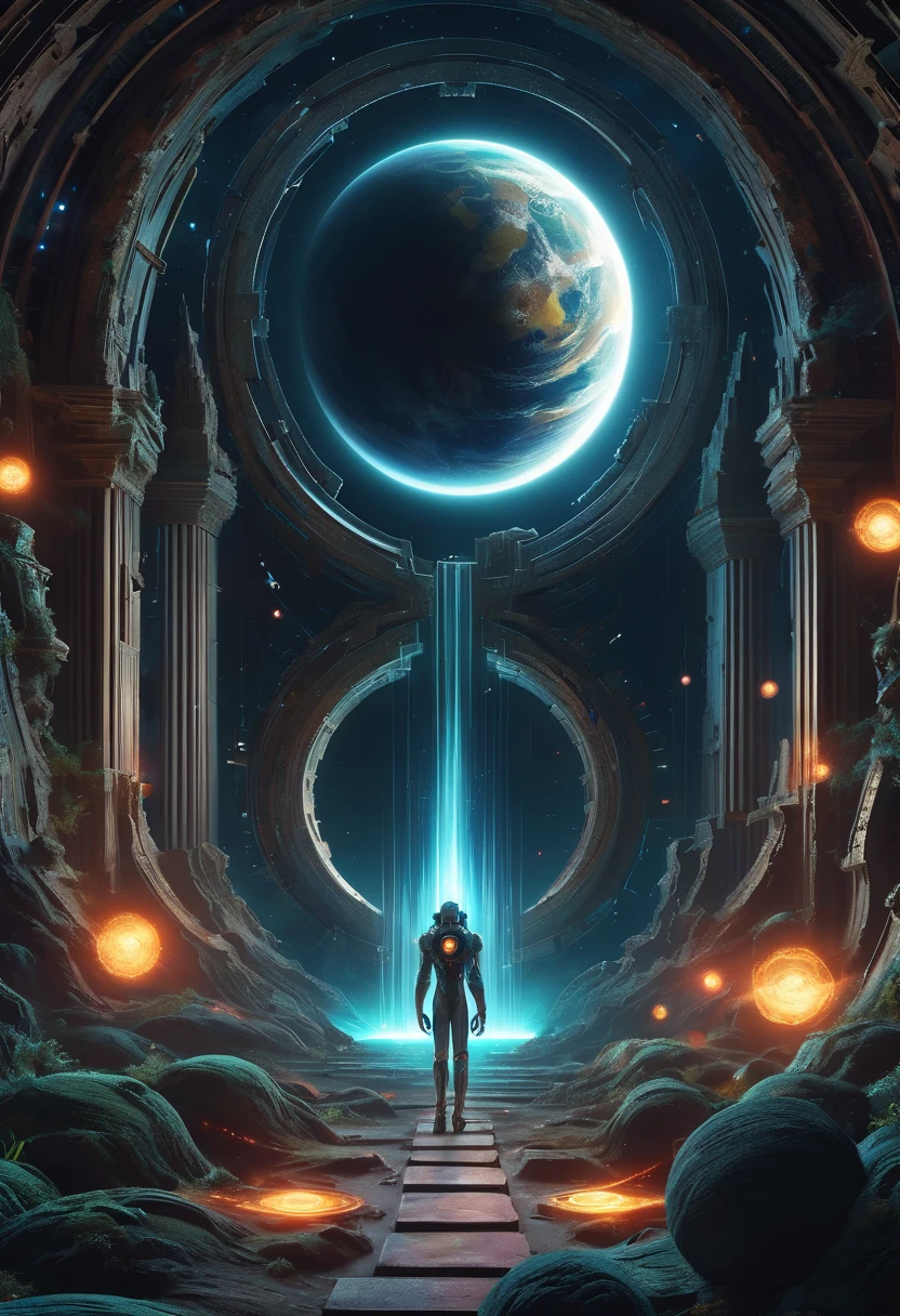 ((一个Forgotten的时间之门:1.5)),(一个在ruins中穿越时空的装置),Alien space,best quality,8k,high resolution,masterpiece:1.2,Super detailed,HDR ,ultra high definition,Studio lighting,Super fine,sharp focus,Physical rendering,Extremely detailed description,major,Bright colors,blur background,fantasy illustrations,Surreal,concept art,The art of math,Intricate details,gorgeous,geometry,abstract,symbolism、Mysteries、mystery、Time travel、doorways、portal、Forgotten、ruins、interdimensional、otherworldly、universe、universal、Abundant radiation、Energetic、prismastic