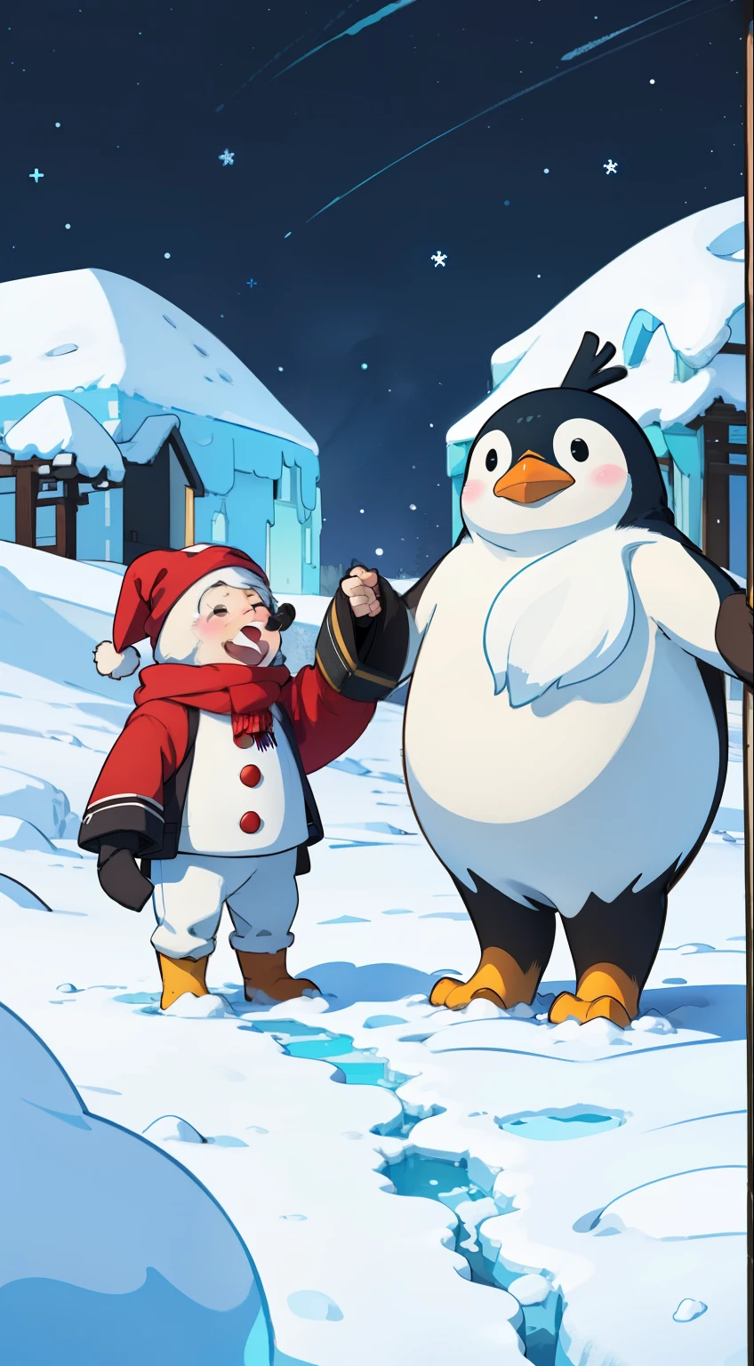 highest quality, masterpiece, penguin, north pole, tundra, frozen