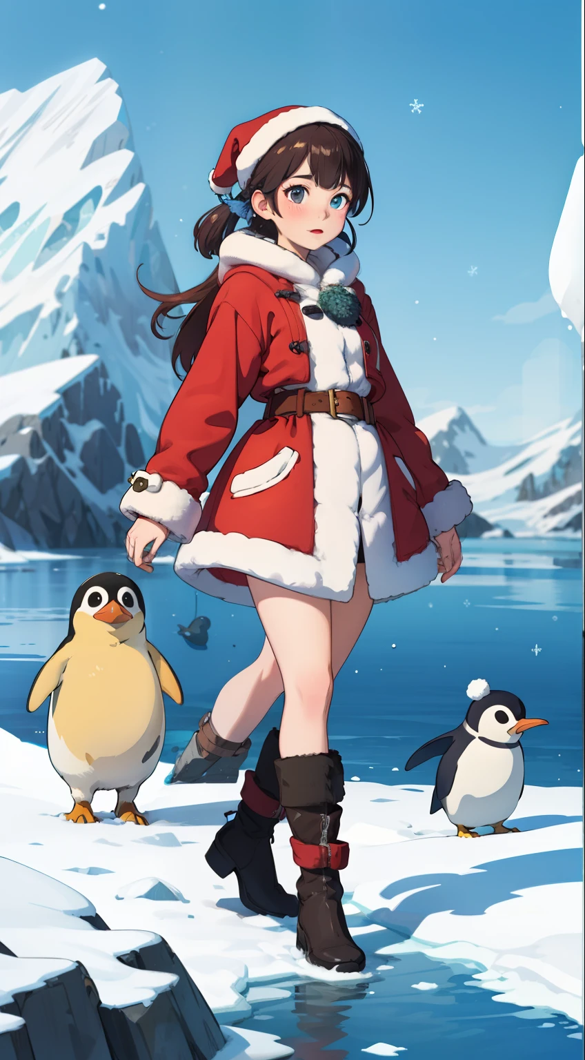 highest quality, masterpiece, penguin, north pole, tundra, frozen