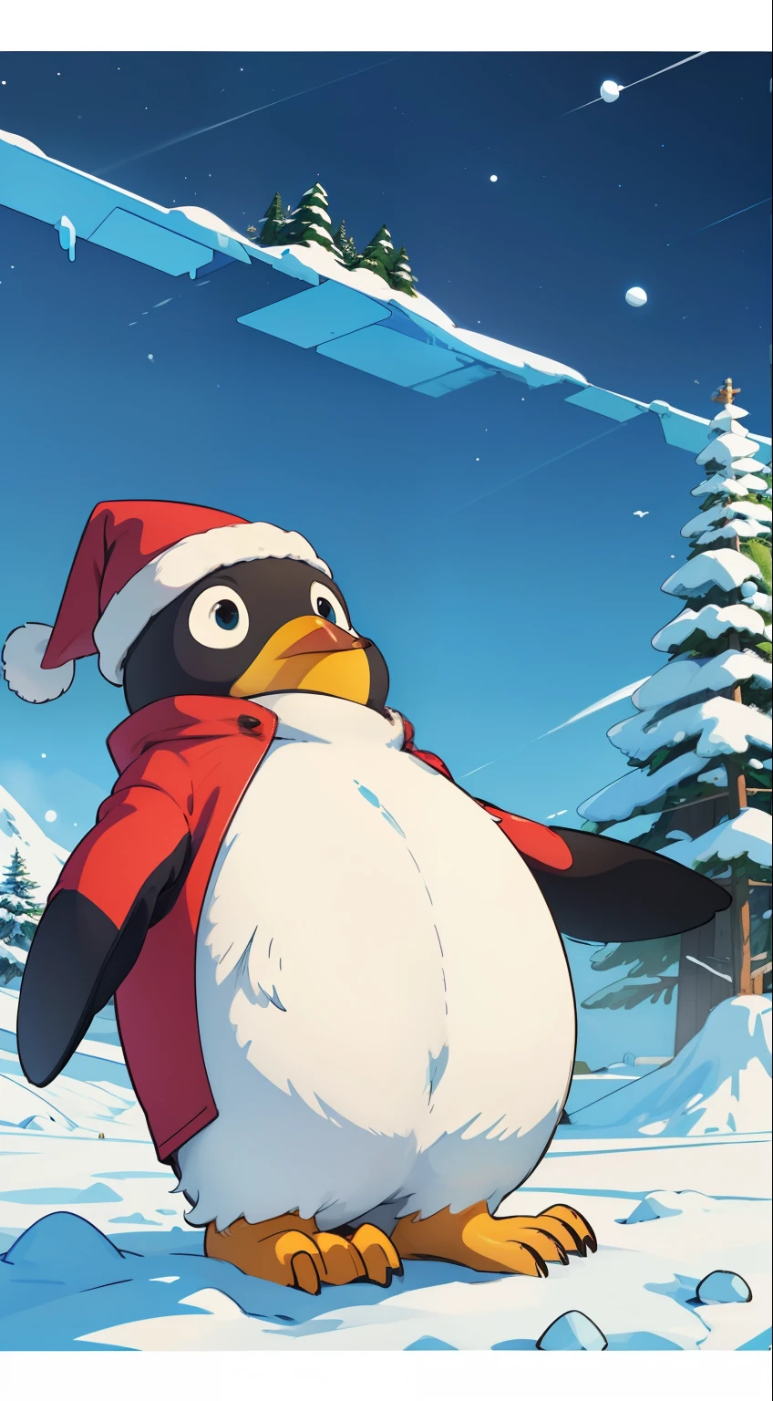 highest quality, masterpiece, penguin, north pole, tundra, frozen