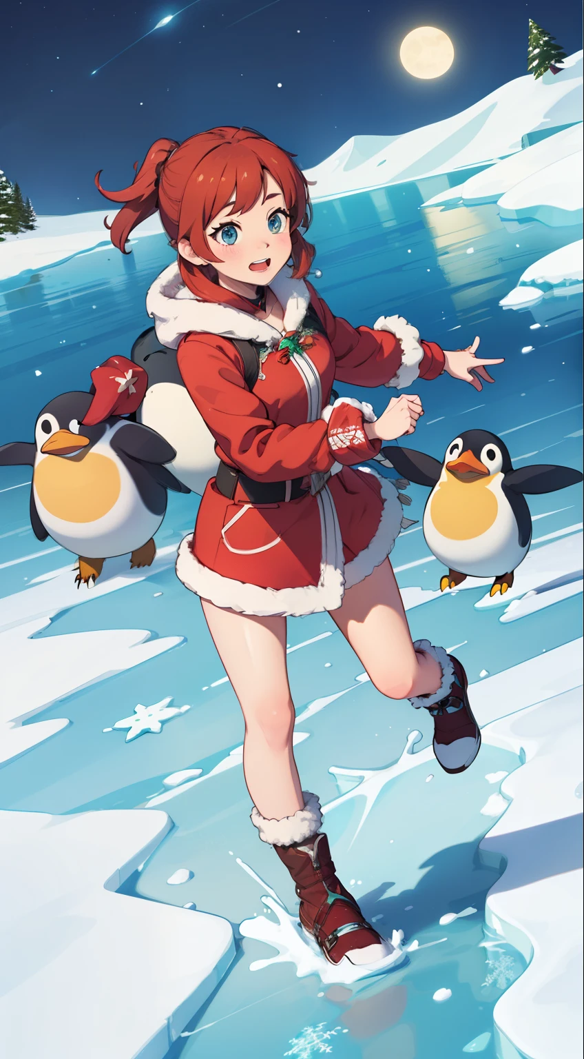 highest quality, masterpiece, penguin, north pole, tundra, frozen