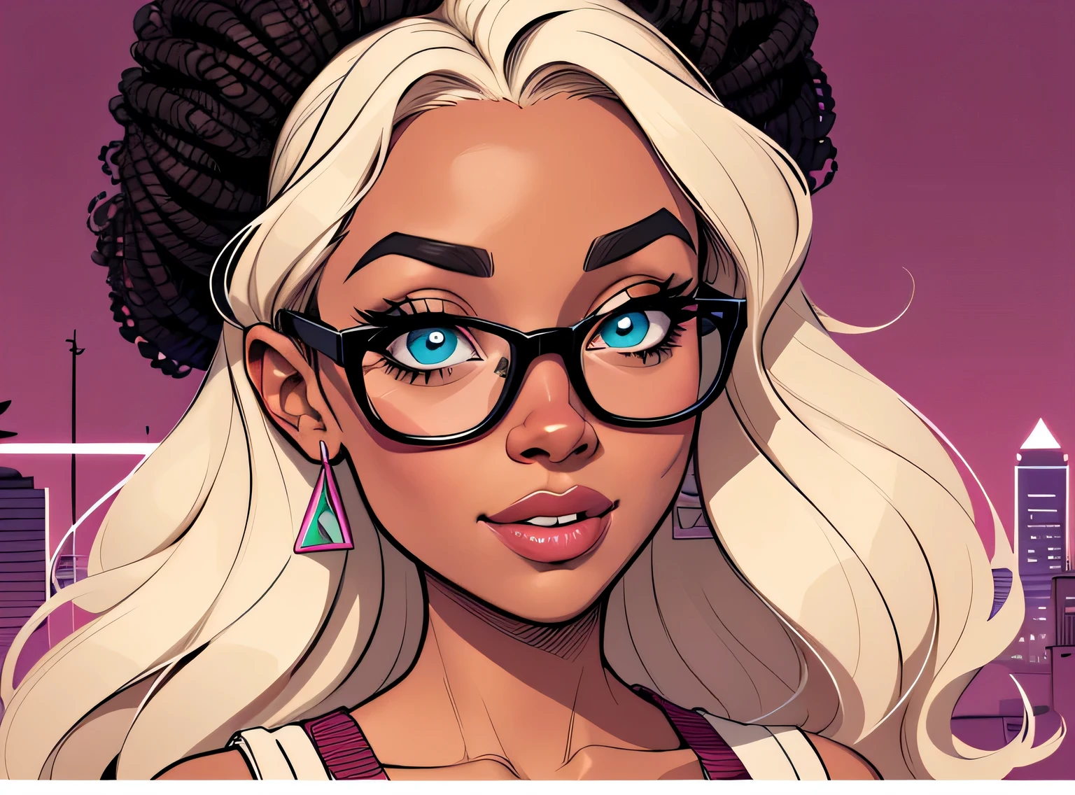 (estilo de desenho animado:1.2), Imagem dos desenhos animados de uma mulher com cabelo africano grande, cups and coffee, garota negra super fofa e descolada, cartoon style illustration, estilo de arte dos desenhos animados, estilo de arte dos desenhos animados, digital illustration style, design de personagens altamente detalhado, arte digital detalhada fofa, City Girl Fan Art, design de personagem retrato, beautiful digital illustration, retrato de alta qualidade, arte em quadrinhos, Africa, retrato do design do personagem, Geometric background